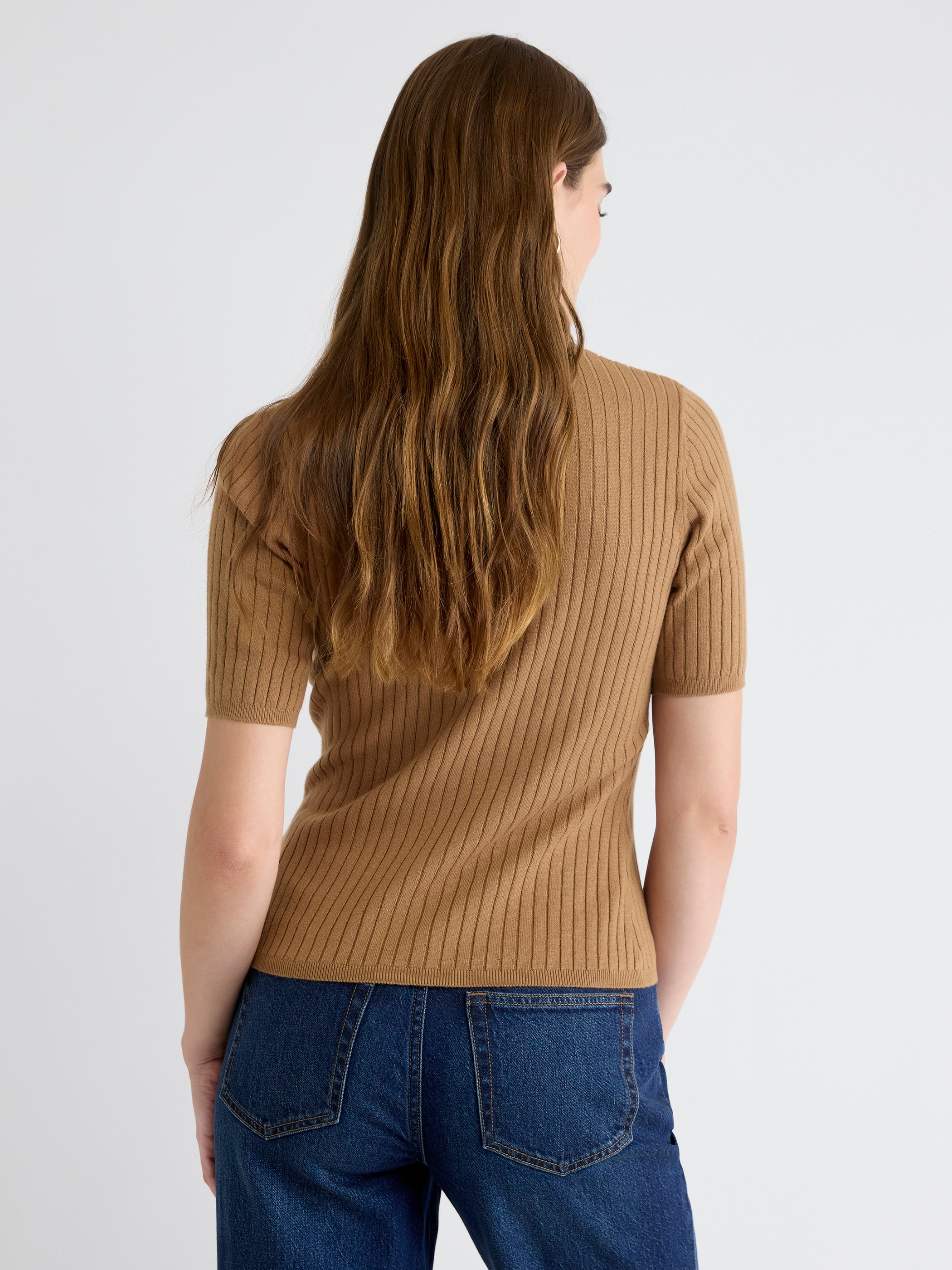 Pull Polo Côtelé à Manches aux Coudes