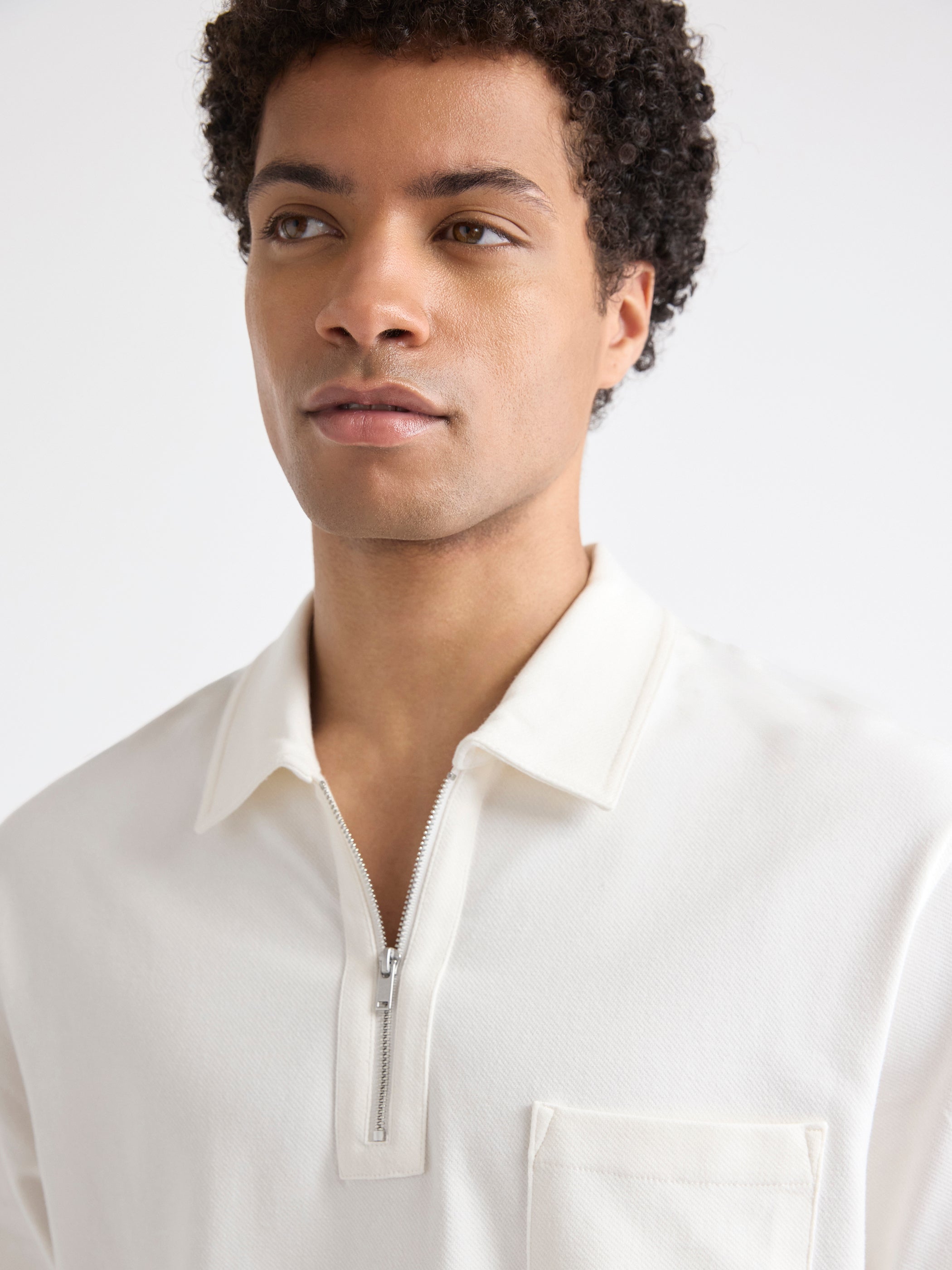 Polo Ample à Demi-Zip et Manches Courtes