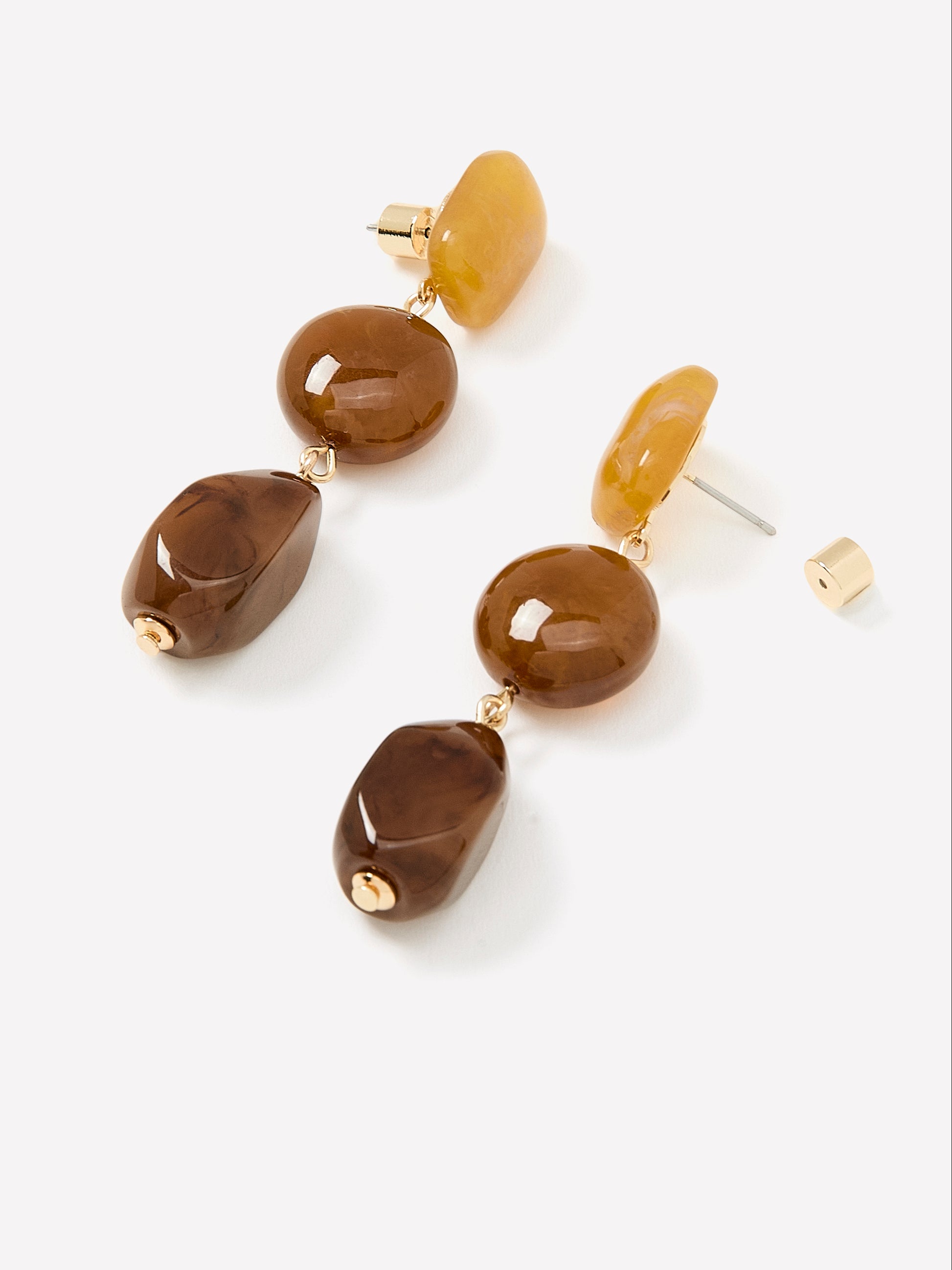 Pendant Earrings with Resin Stones, 6cm Length