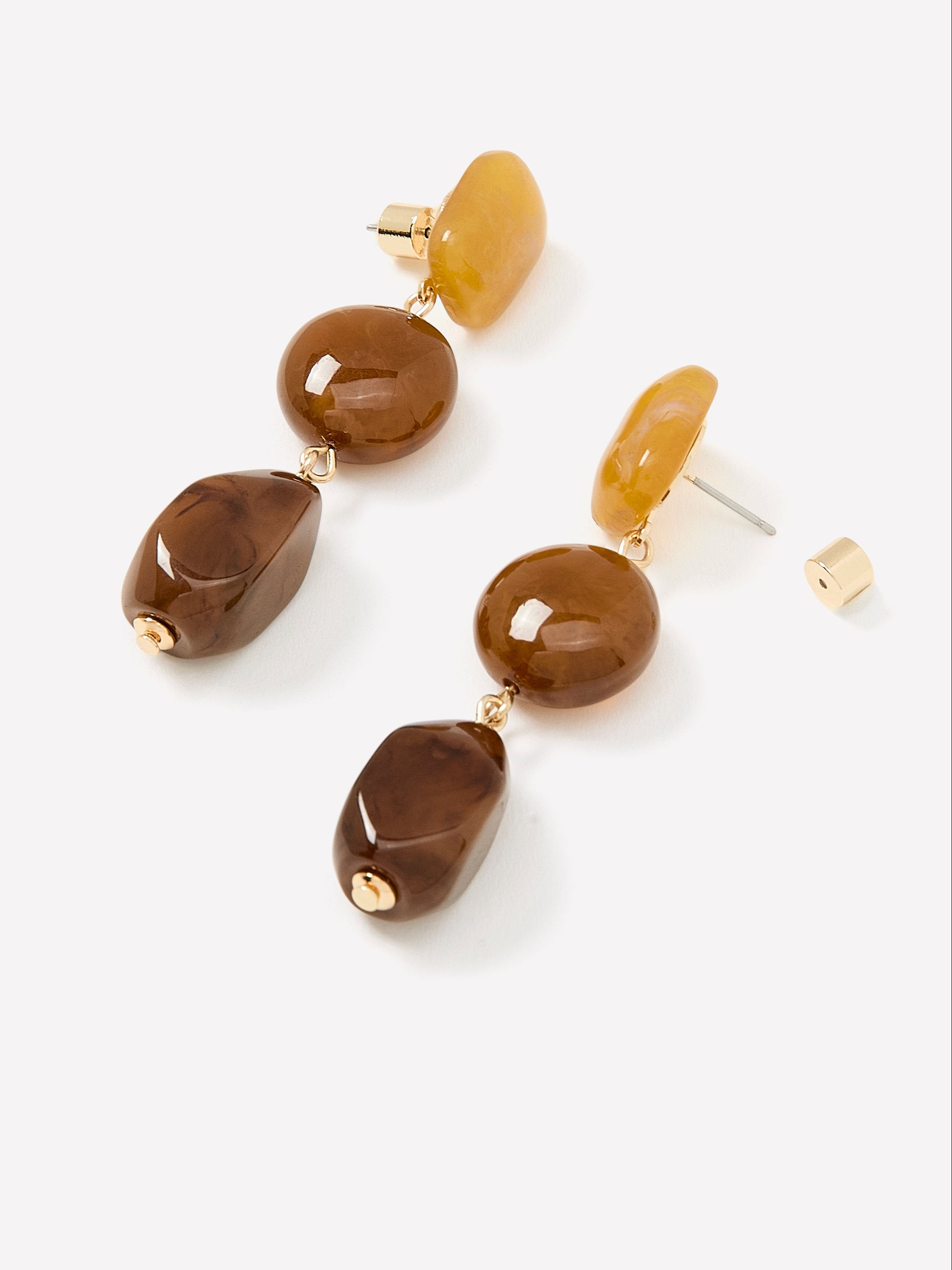 Pendant Earrings with Resin Stones, 6cm Length