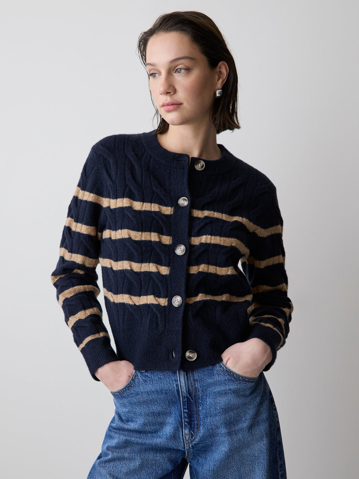 Cardigan Tricot Femme – Manches Bouffantes, Coupe Ample En Mousseline De Soie, Décontracté Et élégant