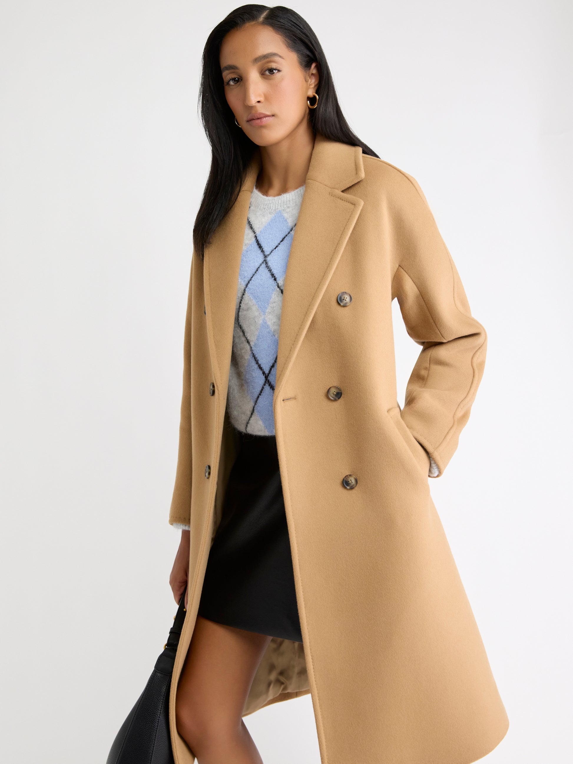 Wool-Blend Long Double-Breasted Coat