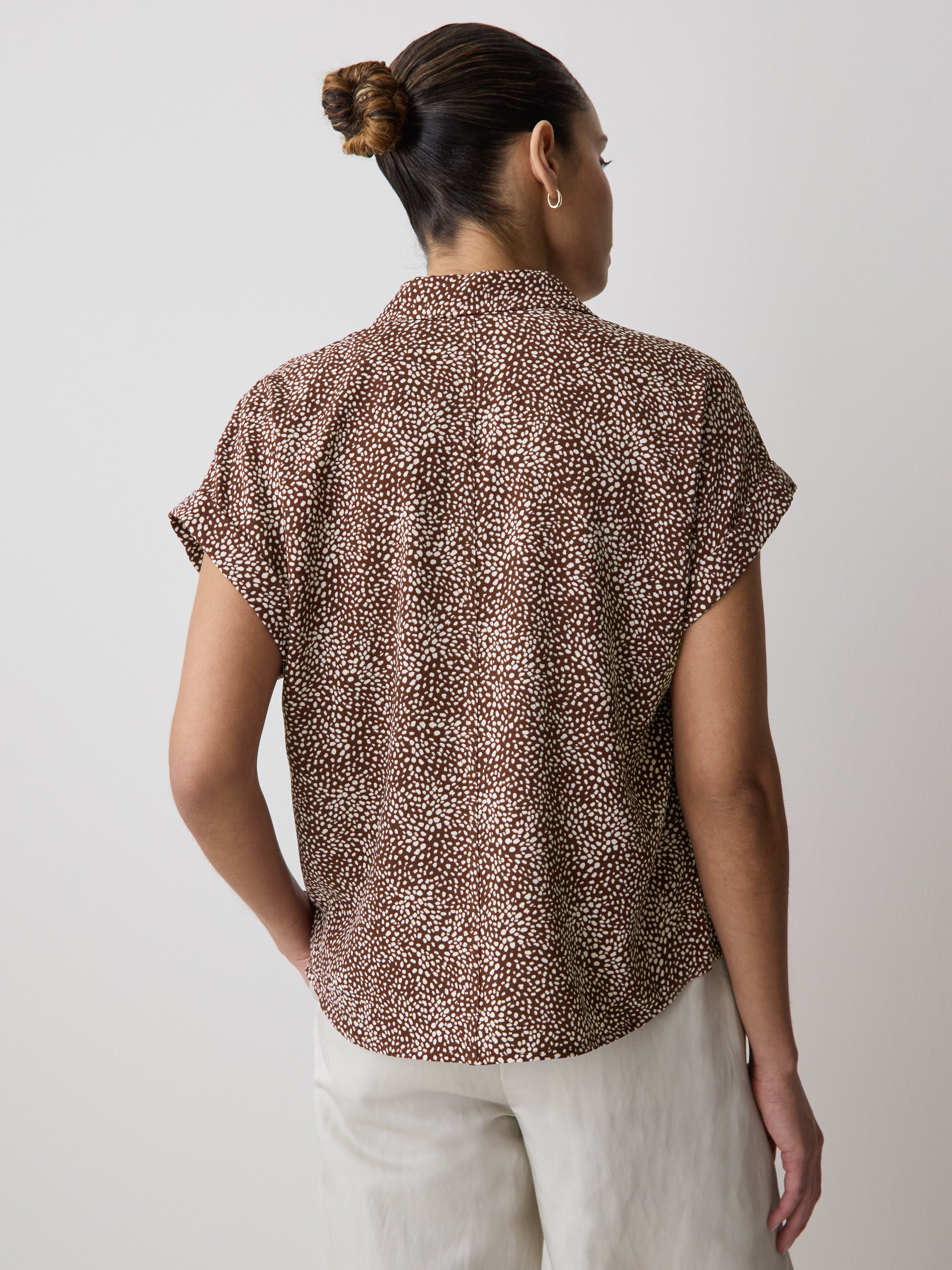 Short-Sleeve Buttoned-Down Blouse