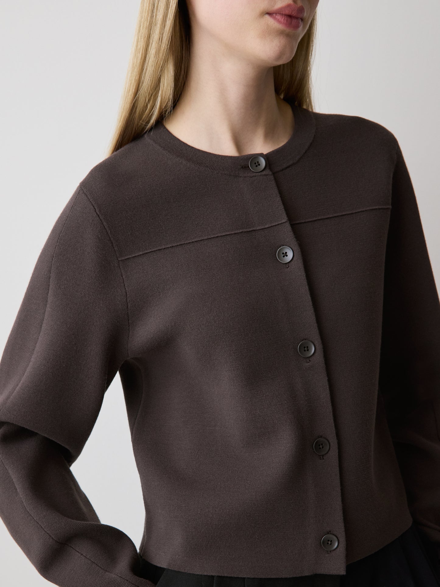 Knit Sweater Cardigan Sculpted Sleeve
