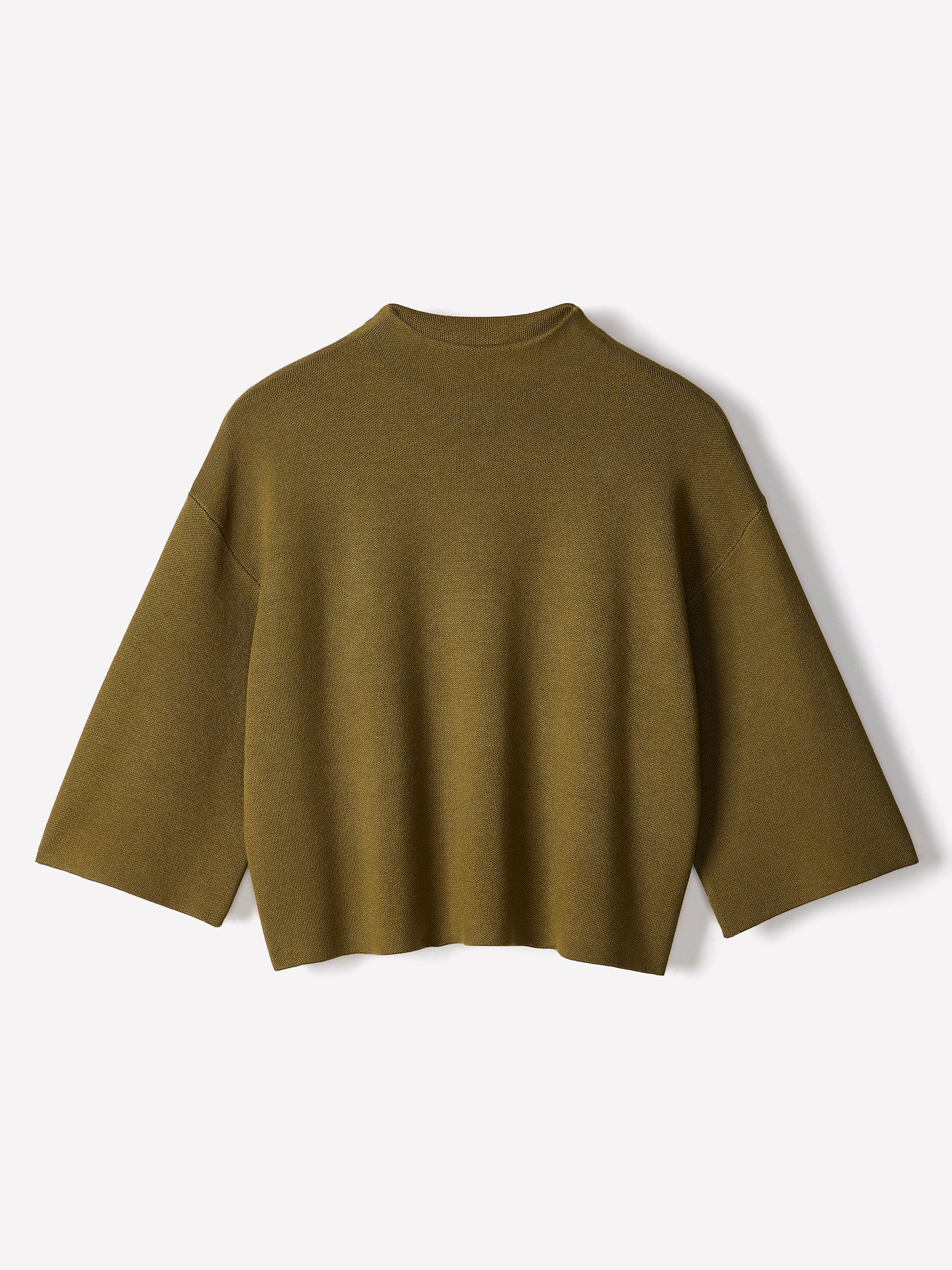 Mock-Neck Sweater with Bell Elbow Sleeves