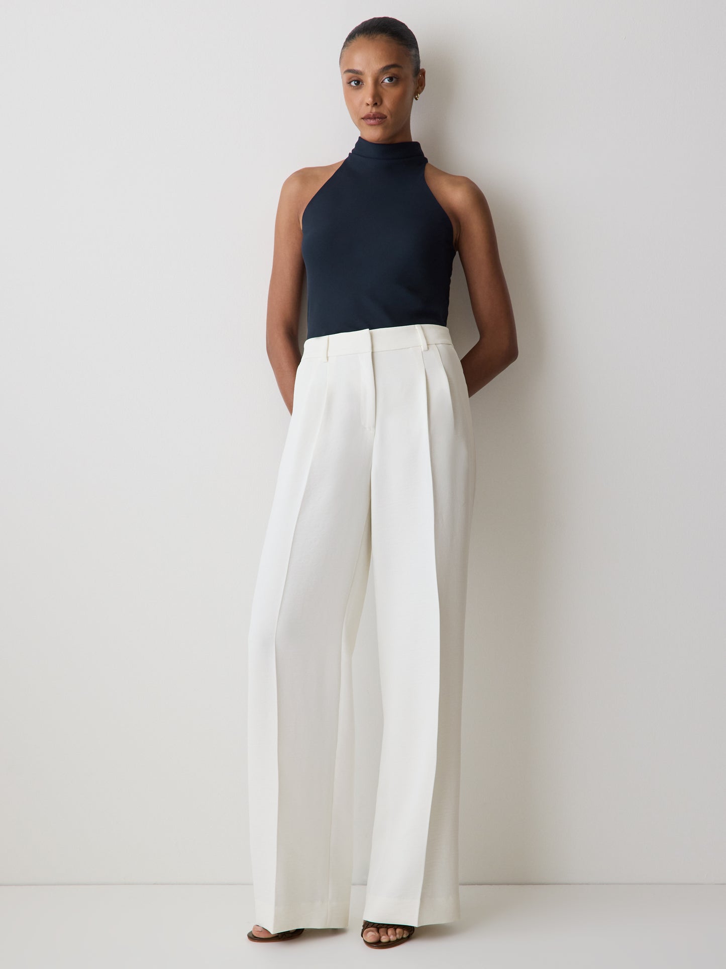 Woven Silky Crepe Halter Blouse