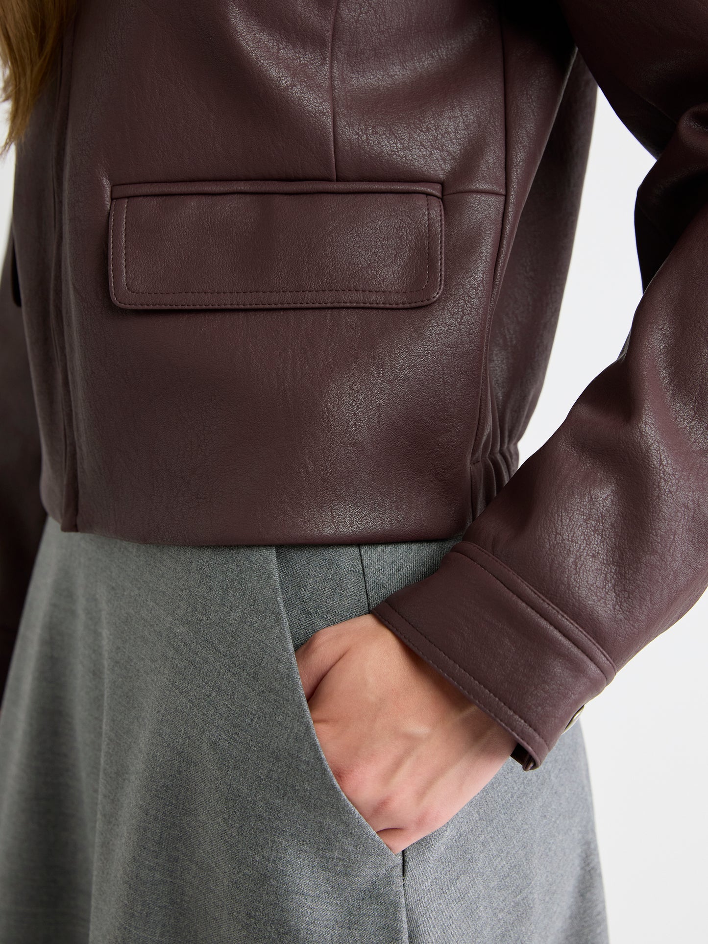 Short Faux Leather Jacket