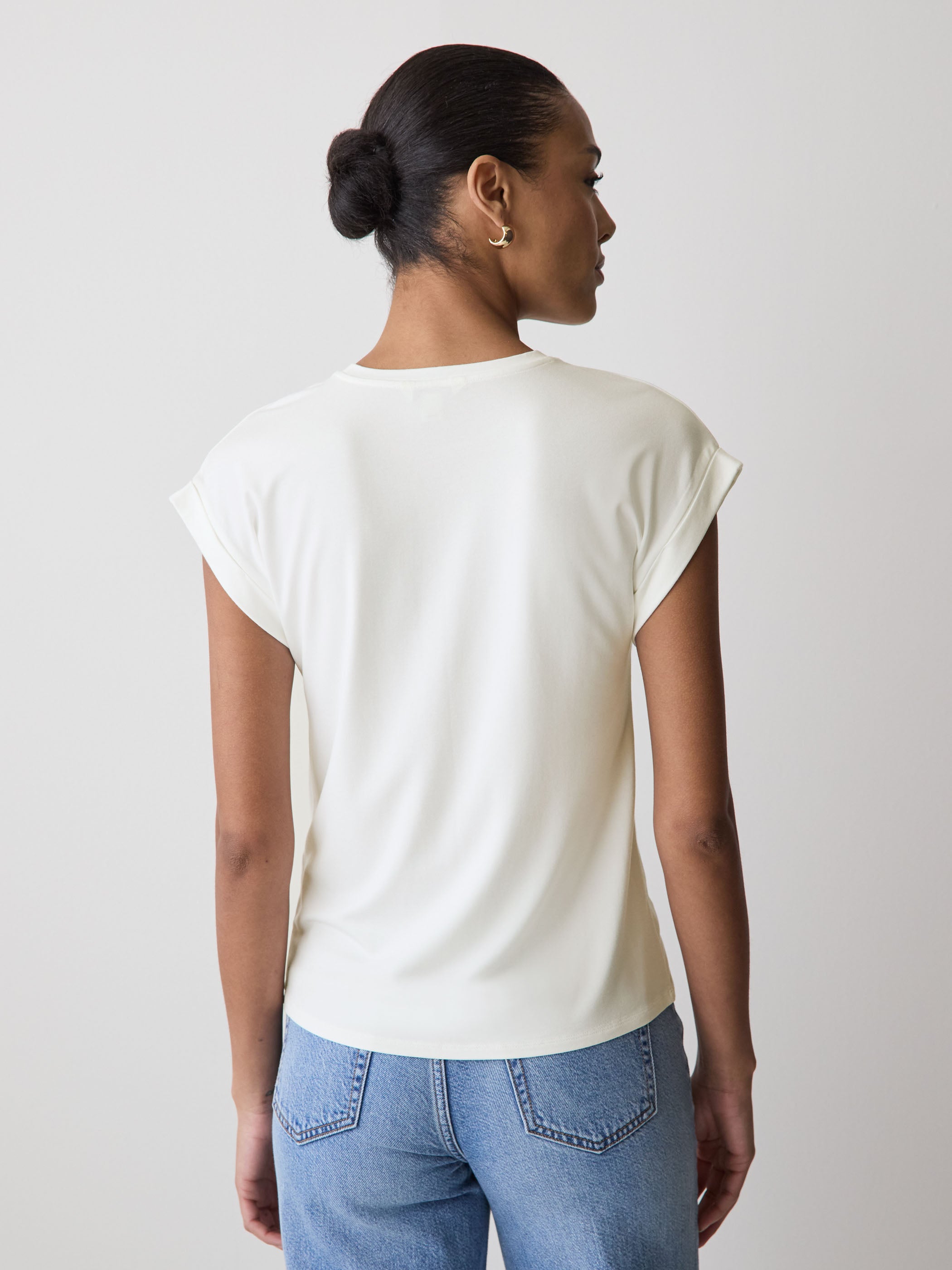 T-Shirt à Col Rond et Manches Très Courtes