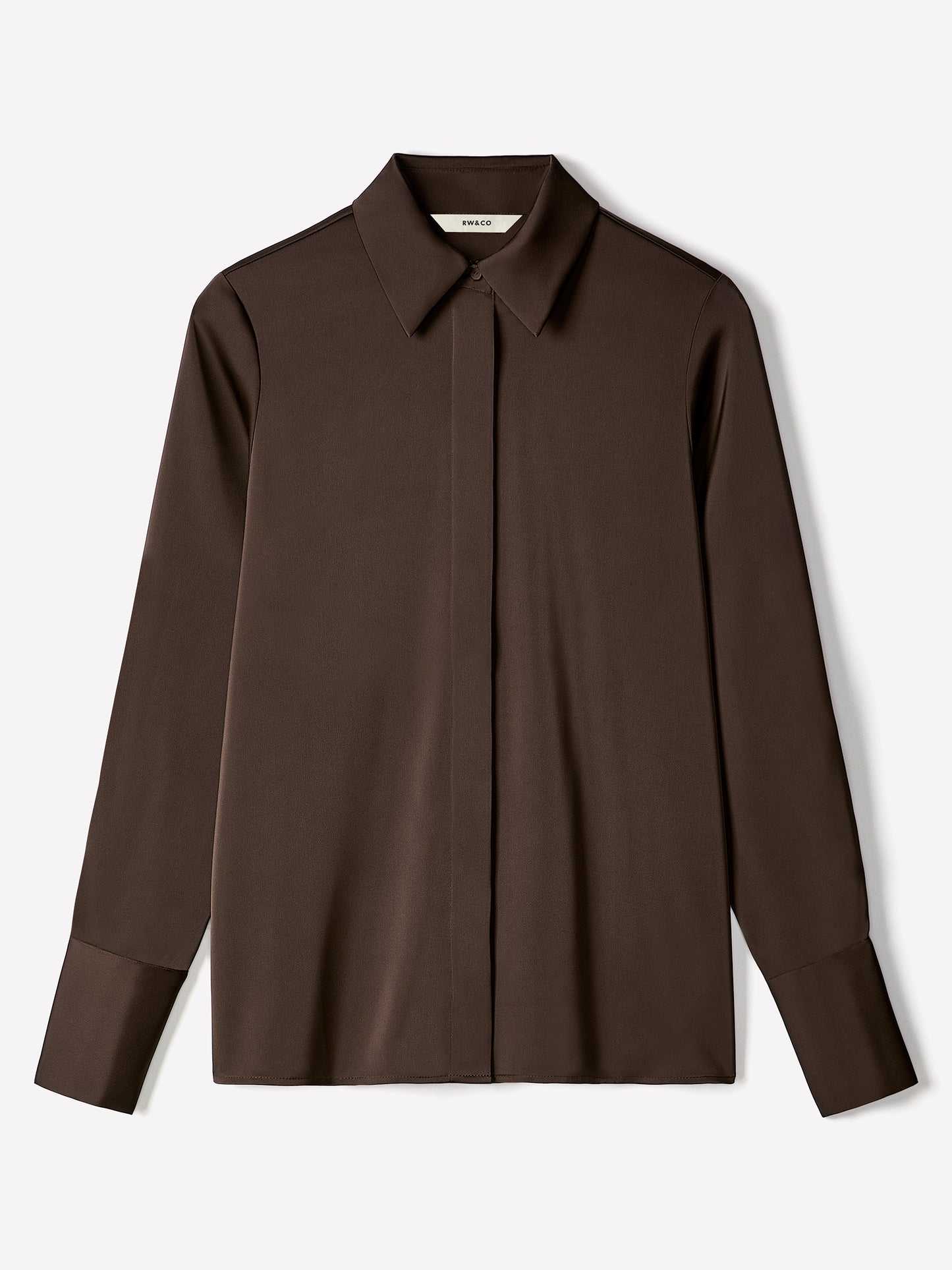 Woven Satin Long Sleeve Shirt