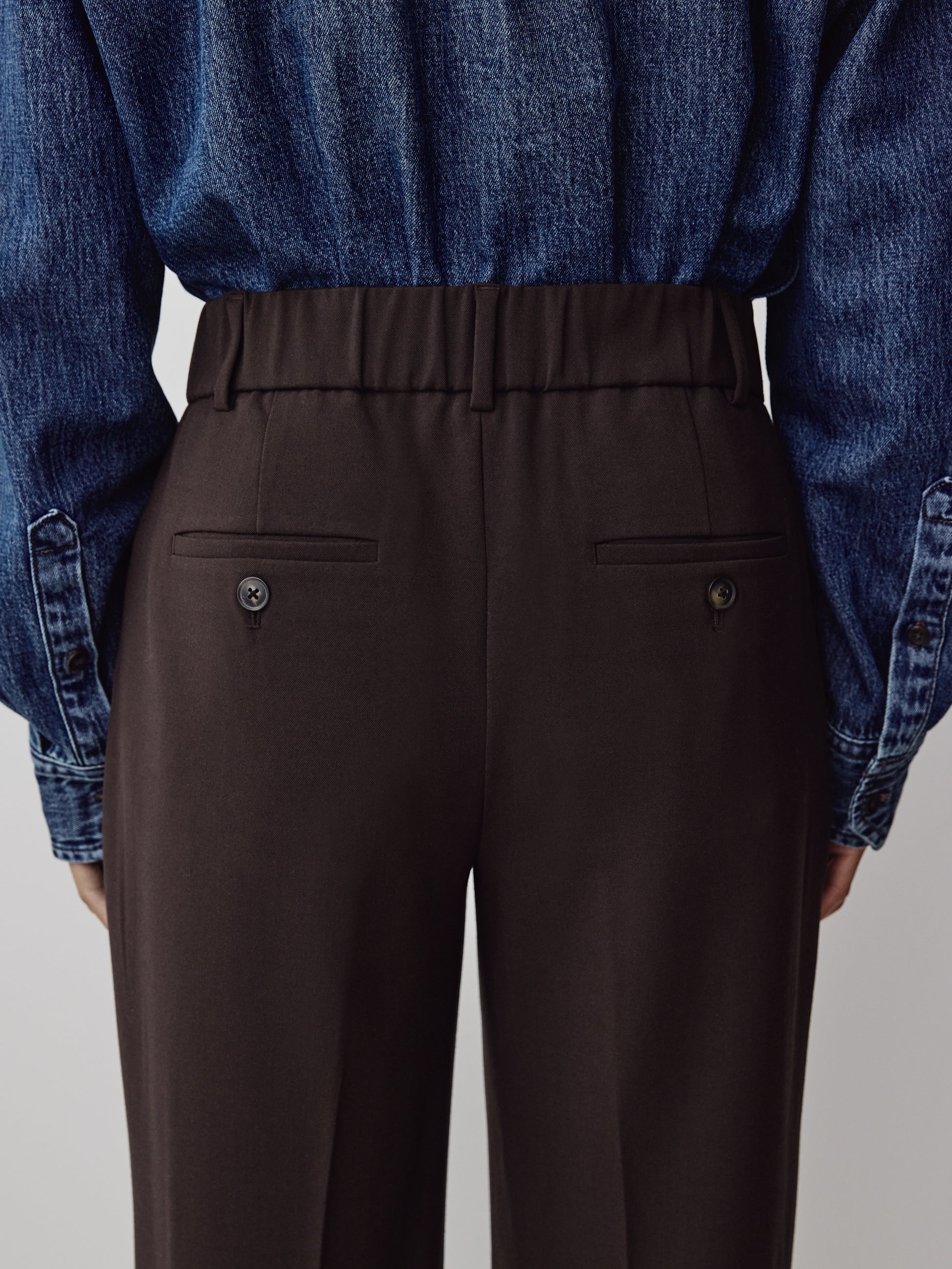 Woven Straight Crop Pant Mid Rise Stretch Fabric