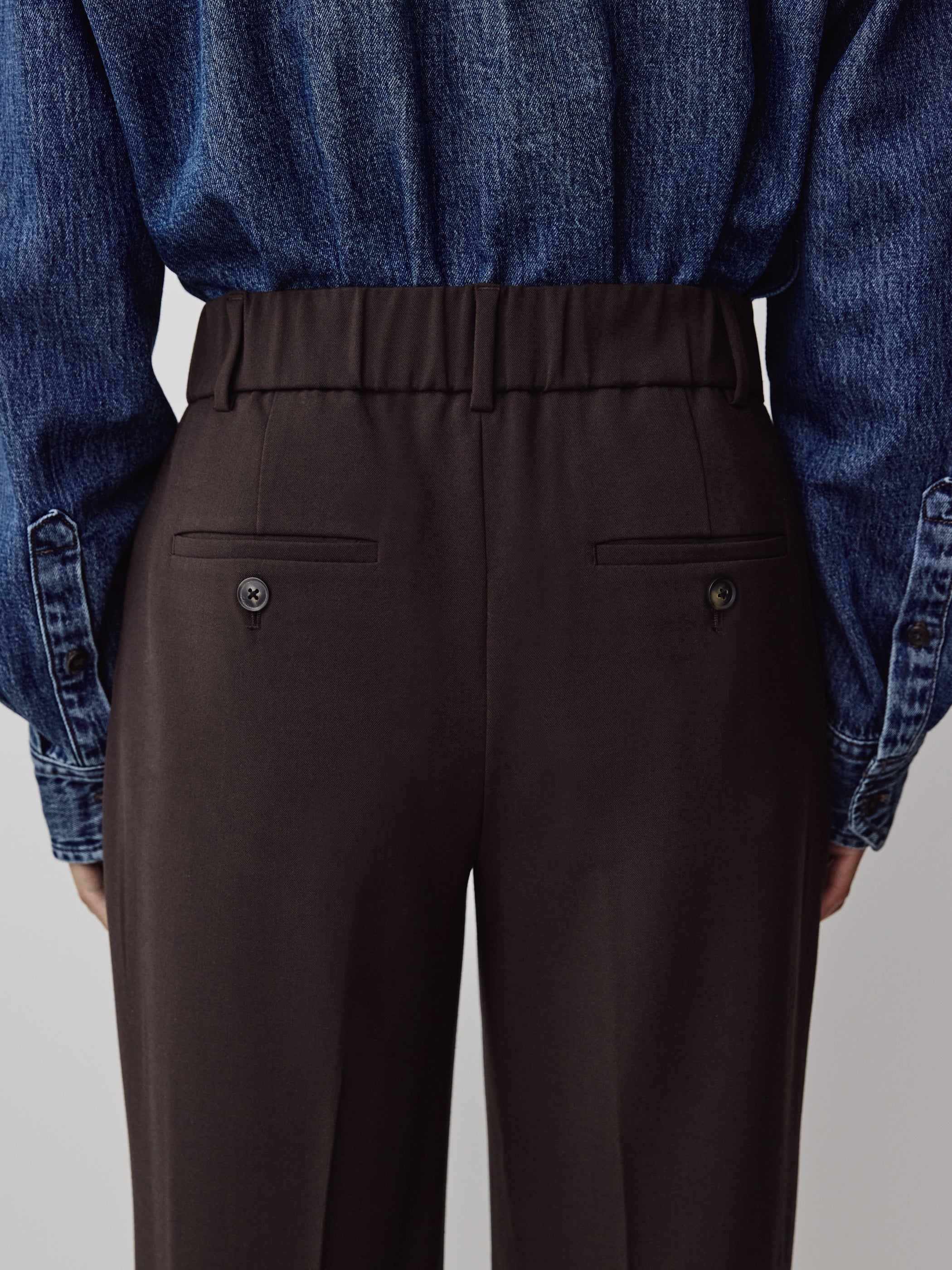 Woven Straight Crop Pant Mid Rise Stretch Fabric