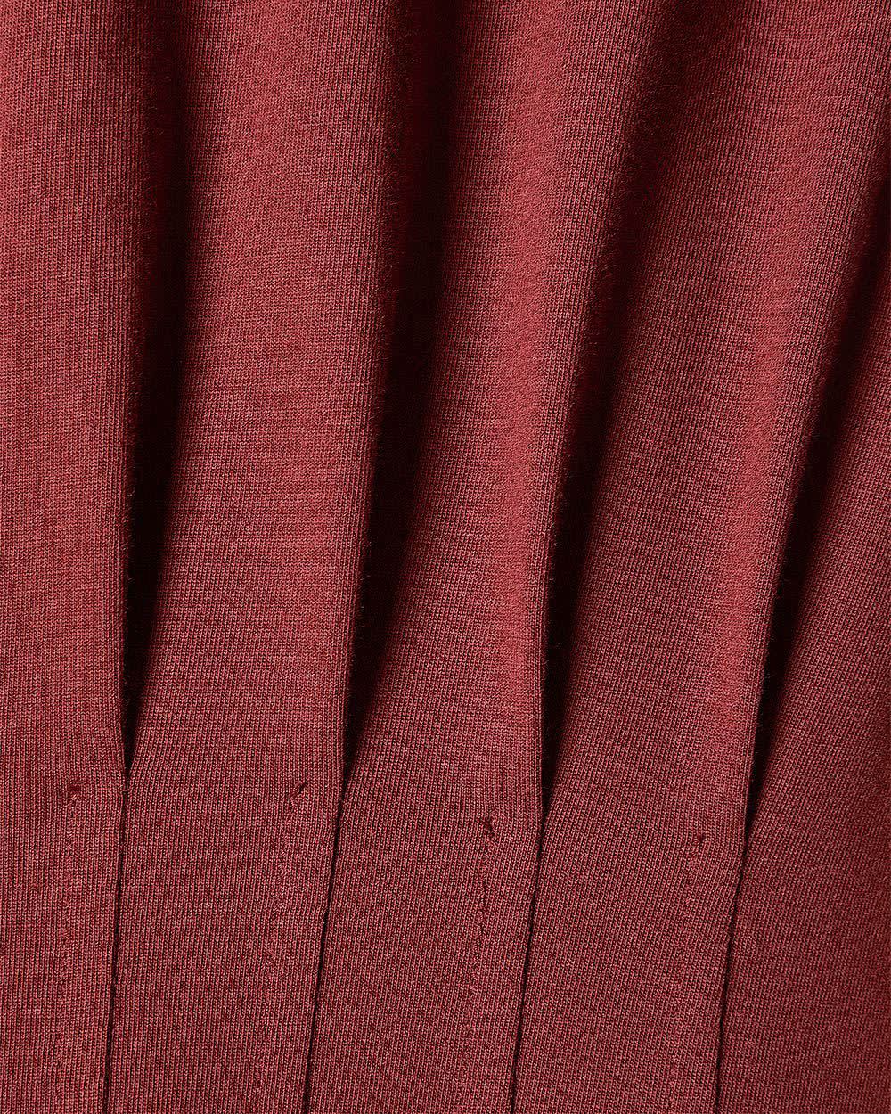 Robe Midi à Nervures à Manches Courtes et Col Rond