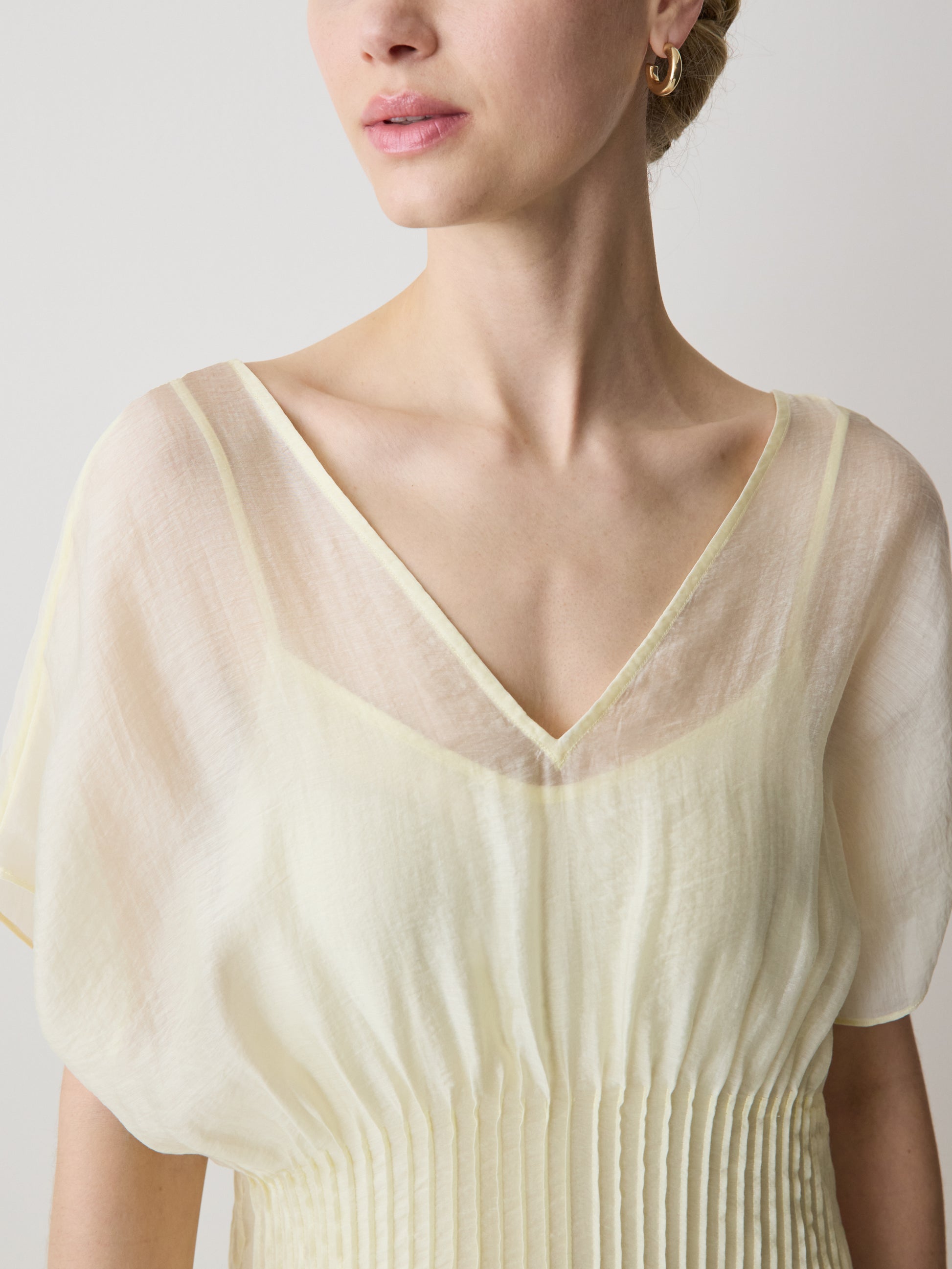 Woven Dress with Lyocell Flutter Sleeves