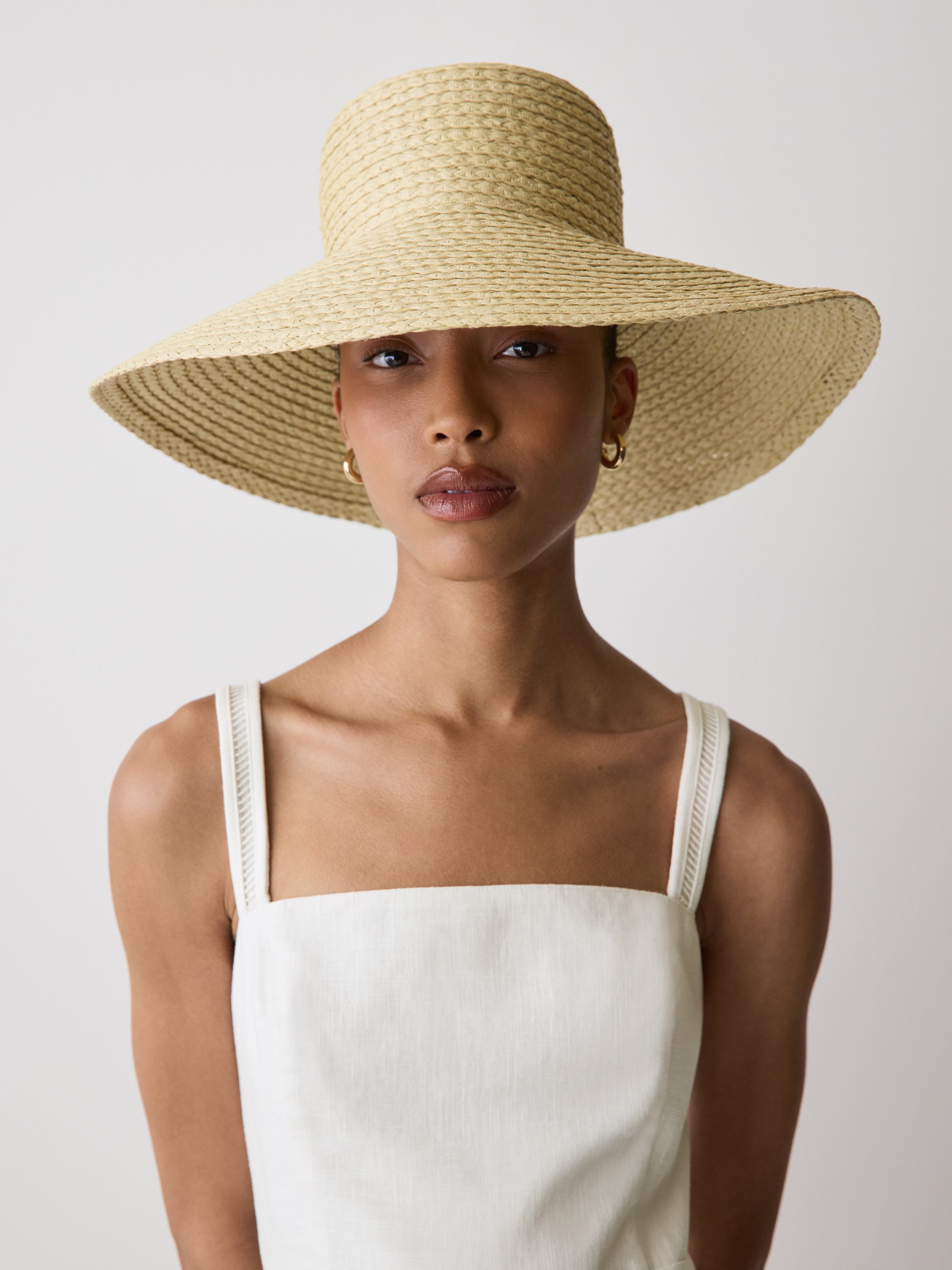 Straw Hat with Wide Brim
