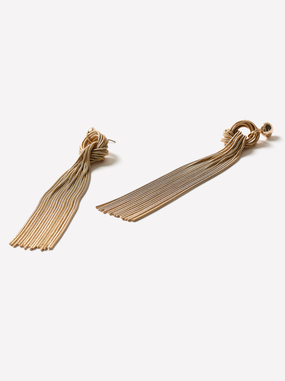 Chandelier Earrings Long Knotted Metal Design