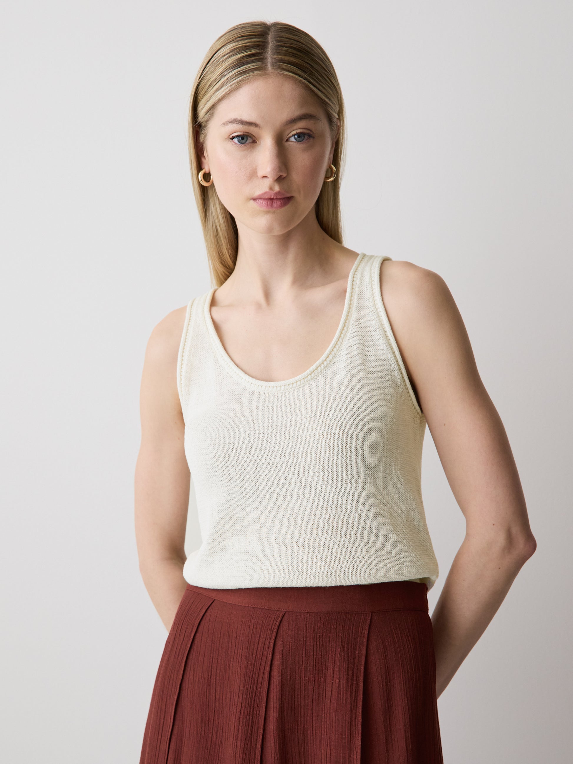 Knit Tank Top Cotton Blend Women