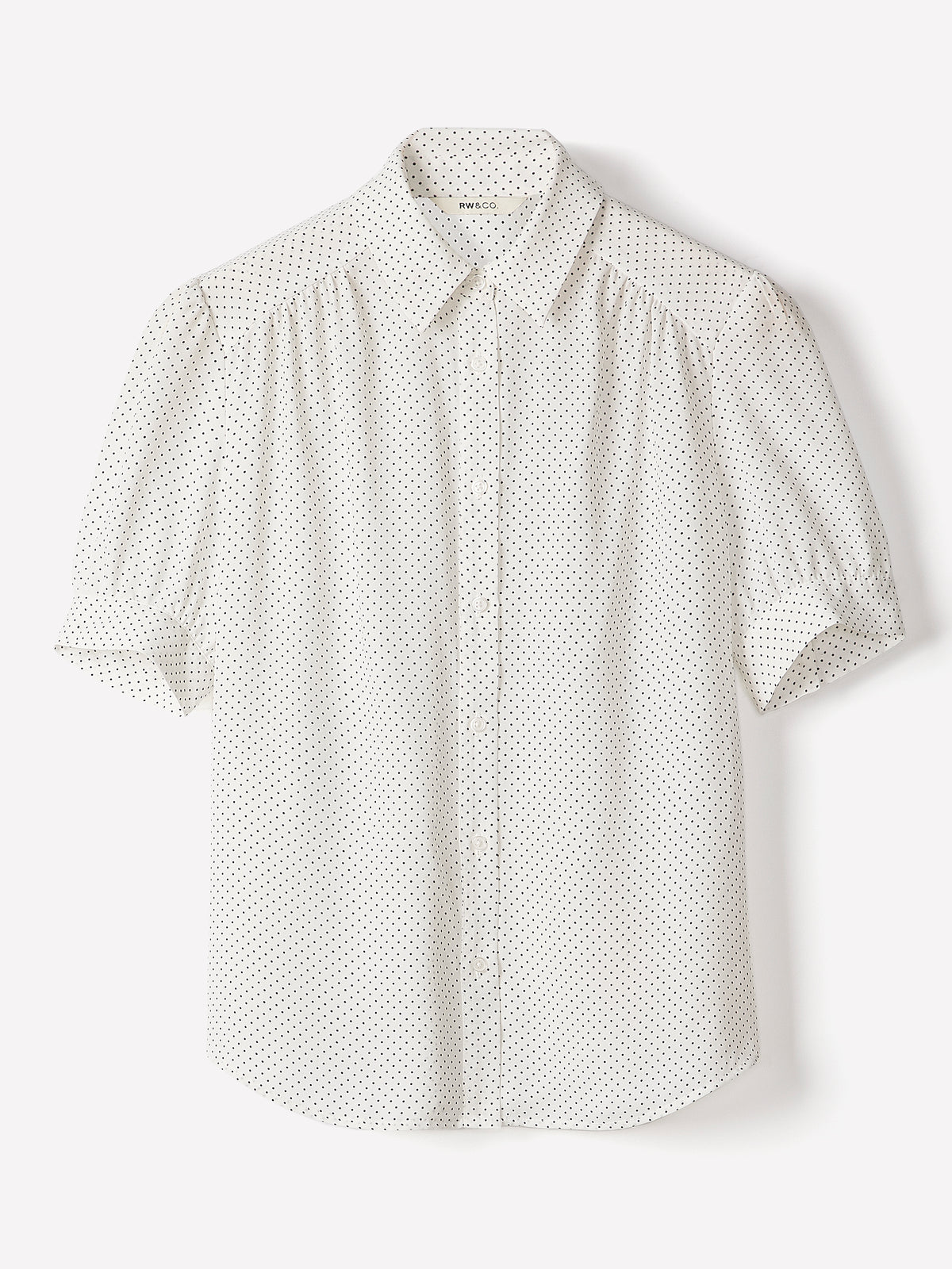 Silky Crepe Short-Sleeve Buttoned-Down Blouse
