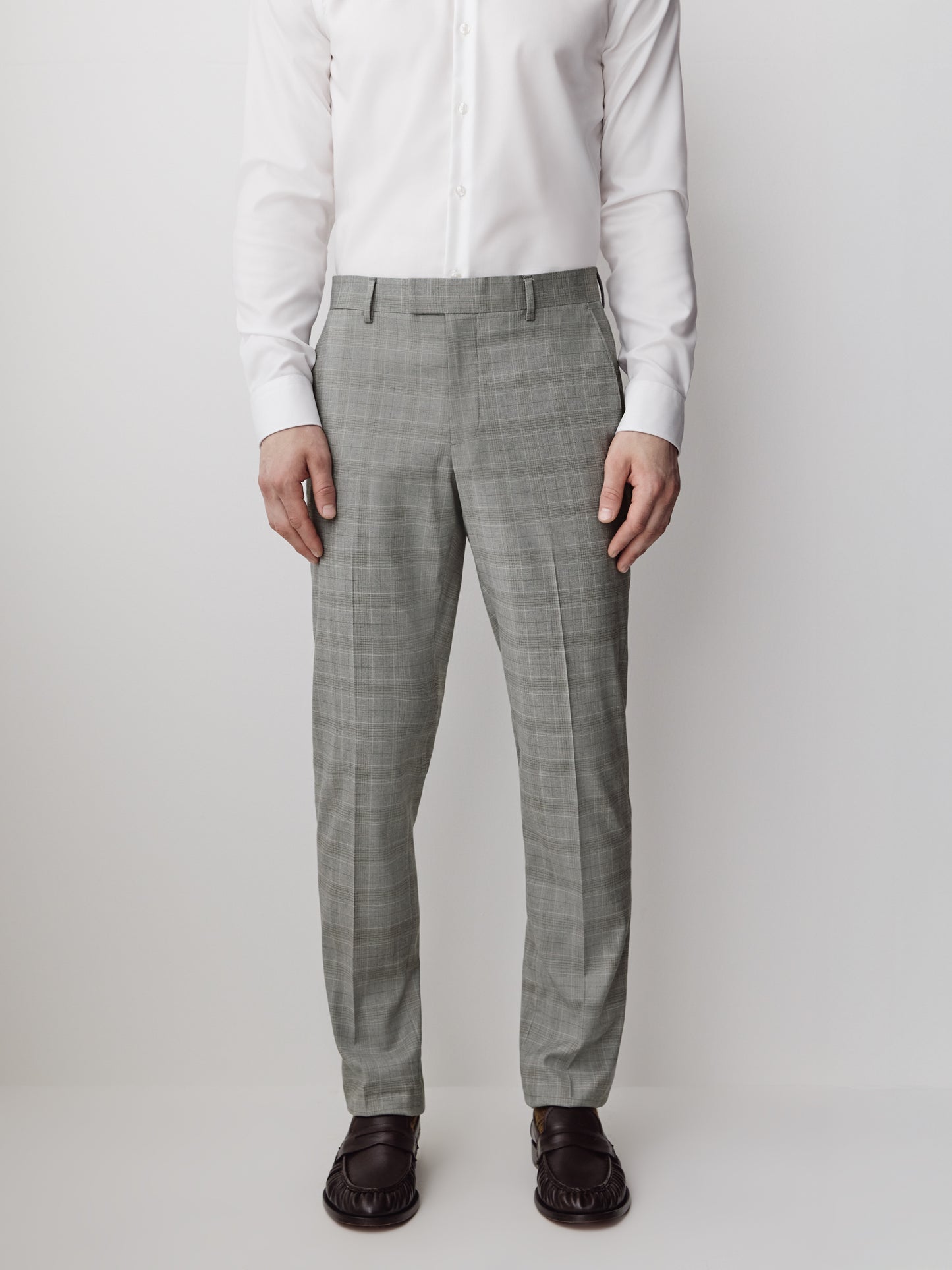 Slim-Fit Checkered Grey Suit Pant