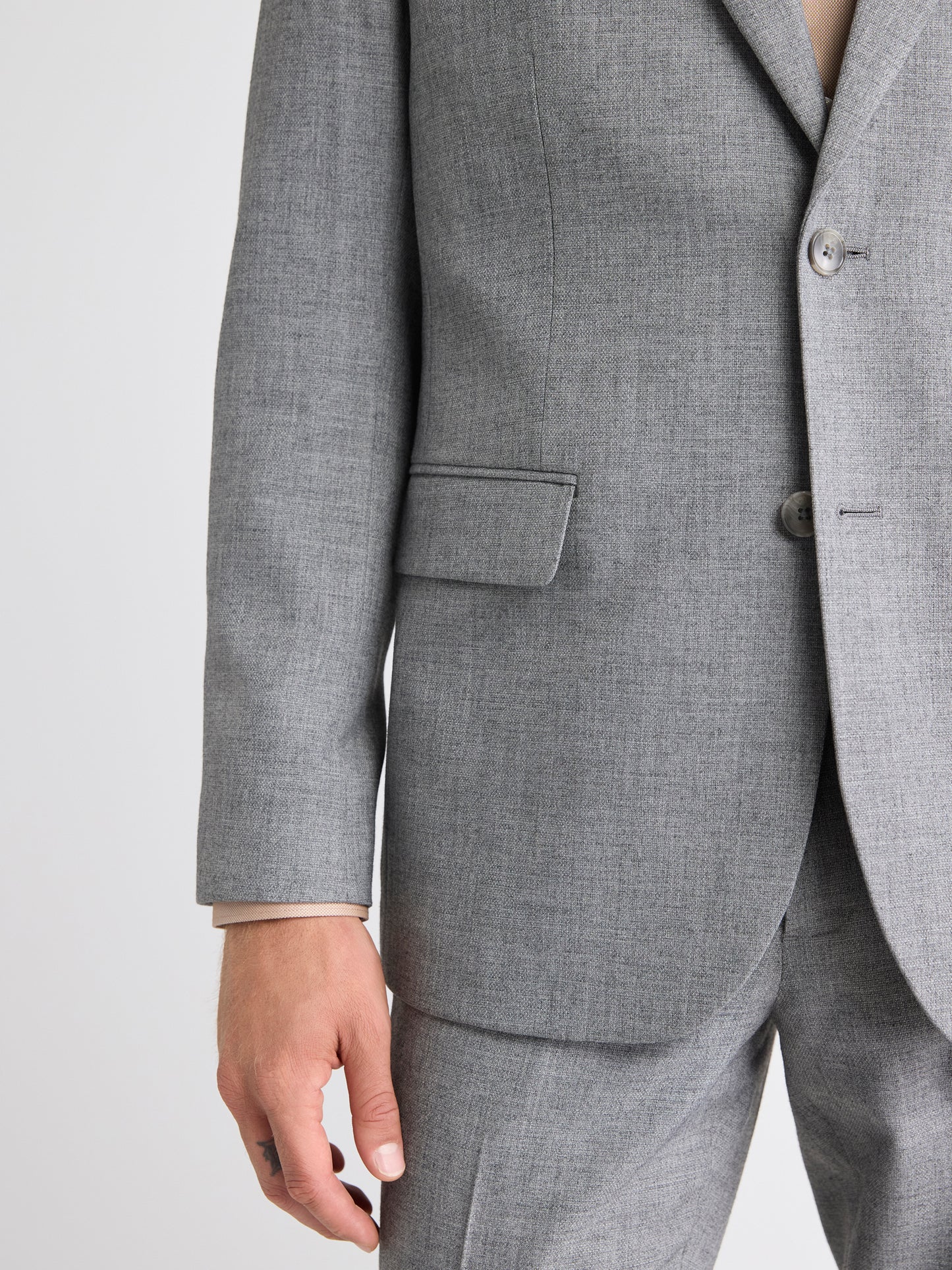 Tailored-Fit Grey Hopsack Suit Blazer