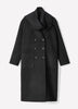 Wool Blend Double-Breasted Coat with Removable Scarf