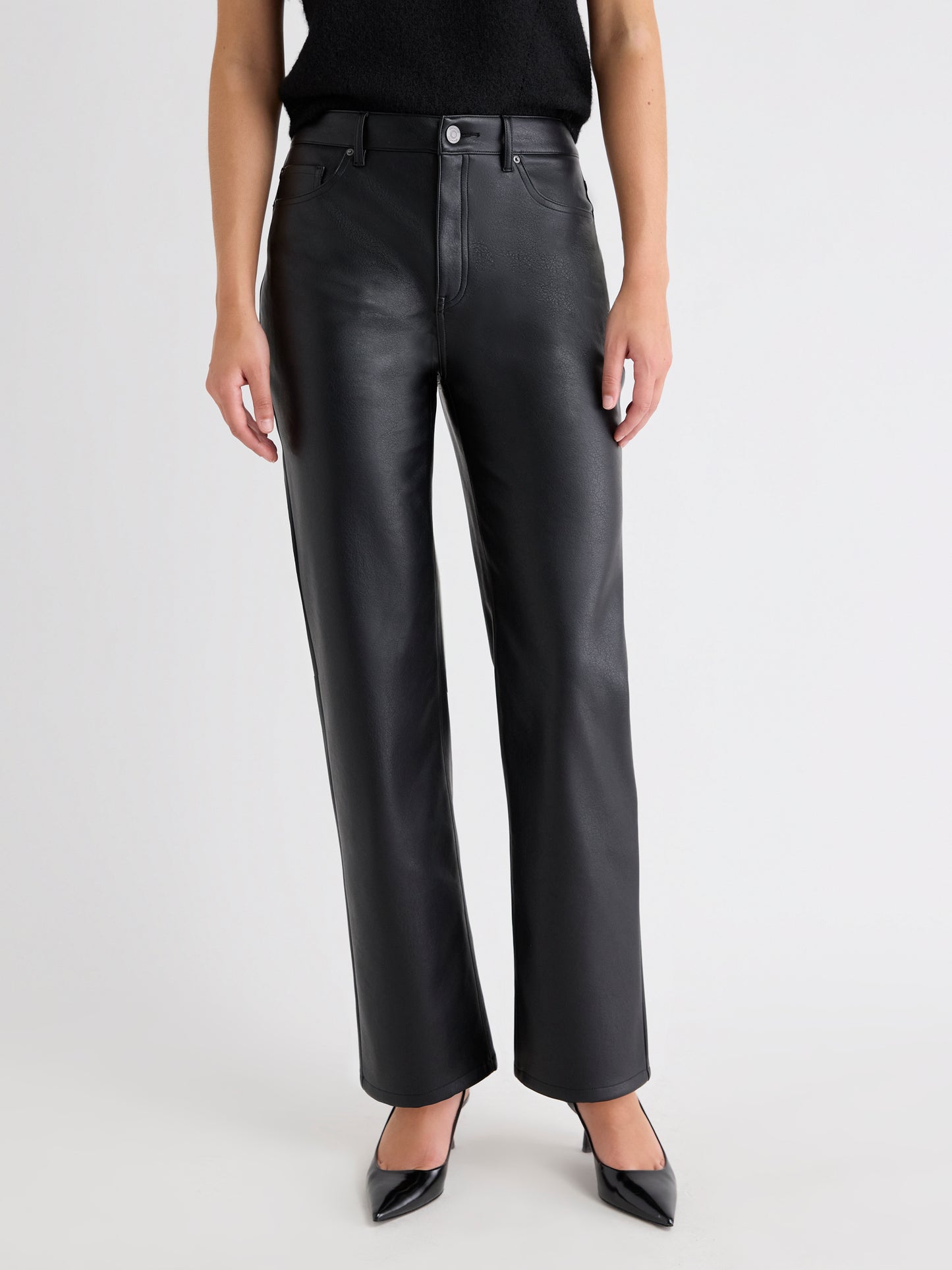 High-Rise Straight-Leg Faux-Leather Pant