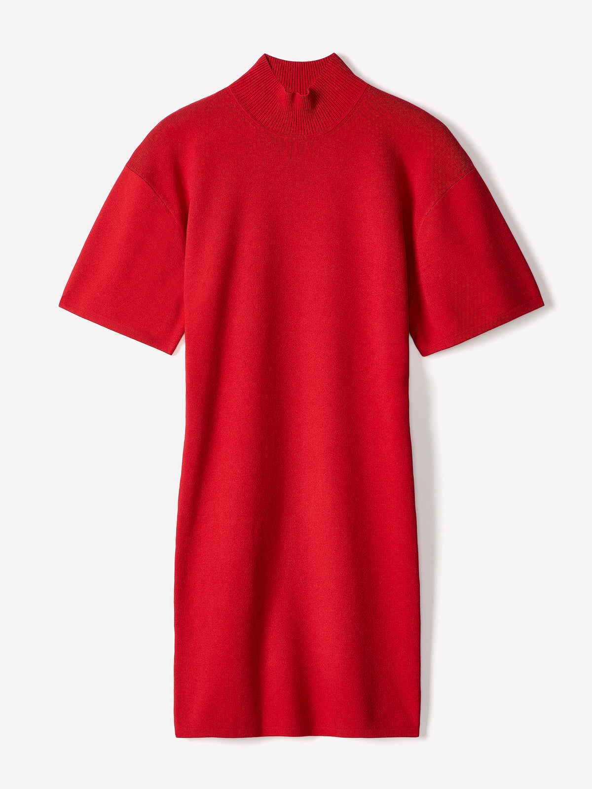 Short-Sleeve Mock-Neck Mini Sweater Dress