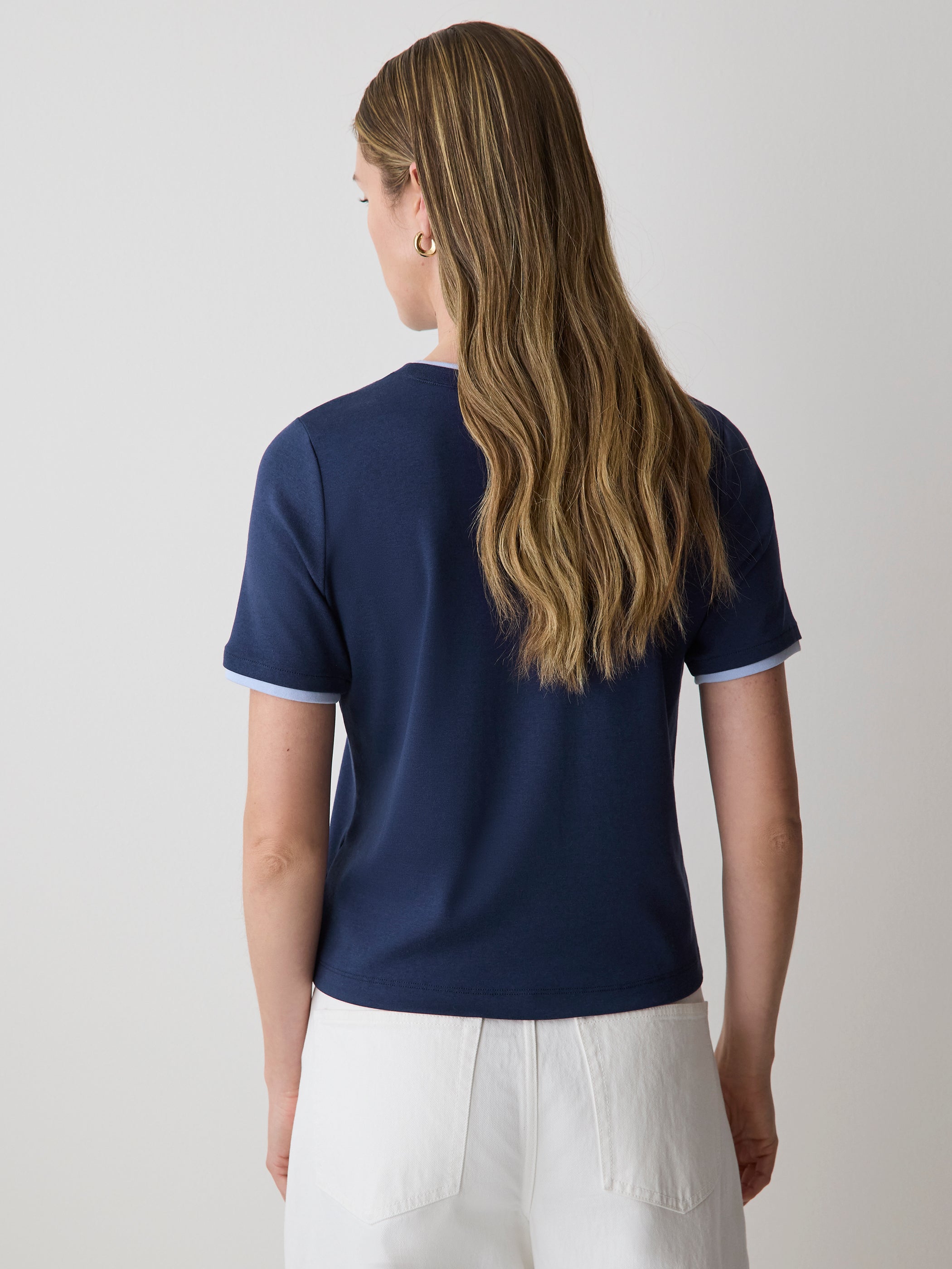 Short-Sleeve Crew-Neck Ribbed Basic Tee