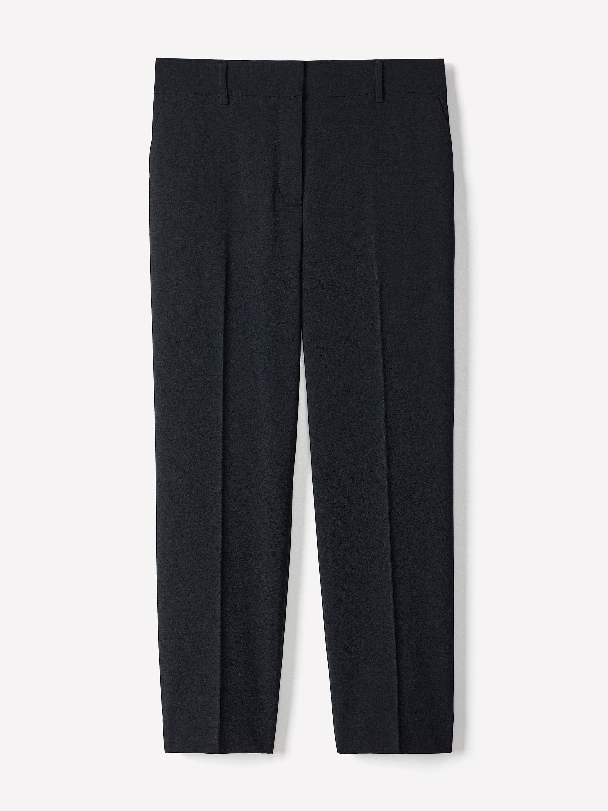 Black Mid-Rise Straight-Leg Cropped Pant