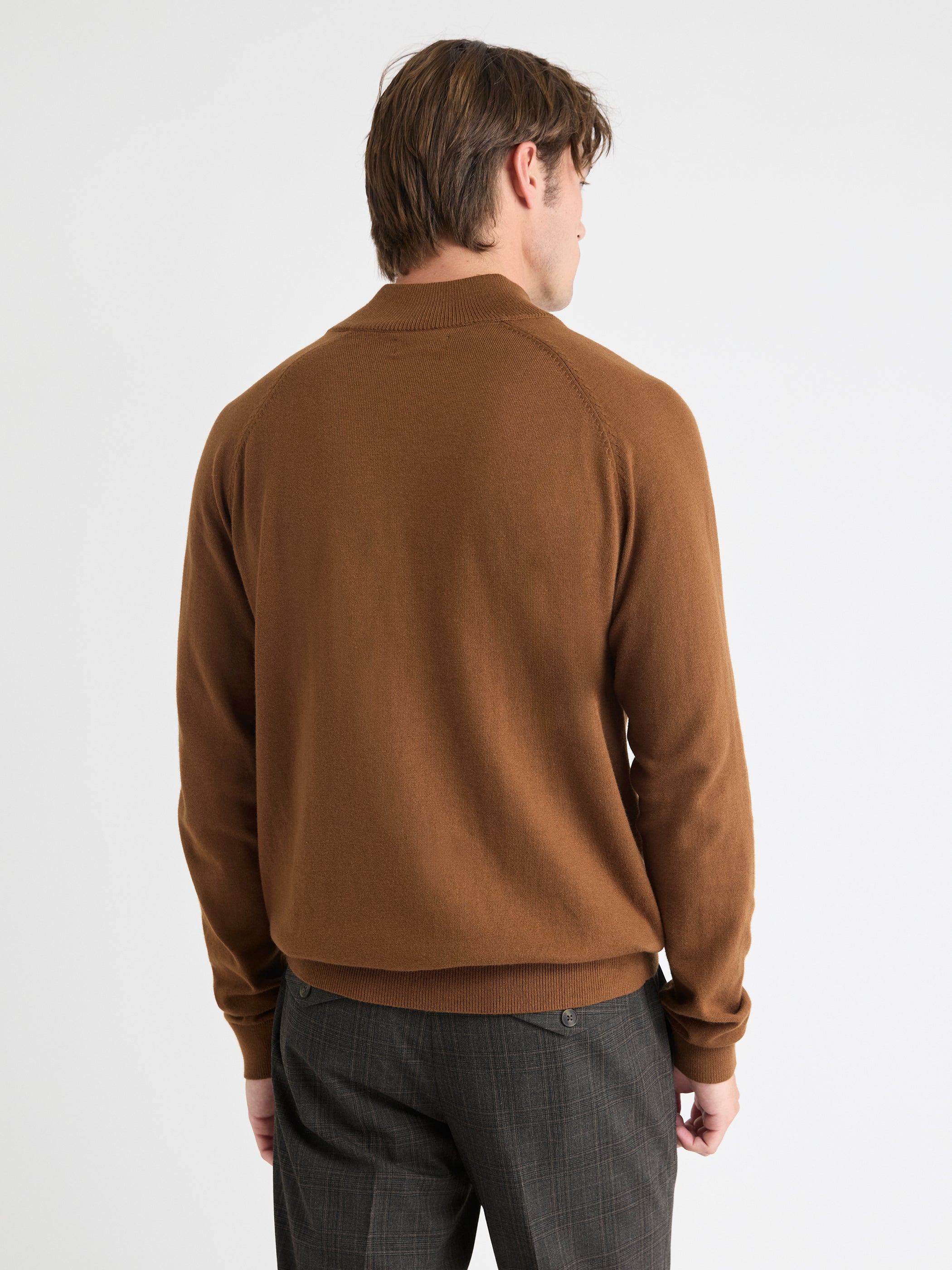 Long-Sleeve Half-Zip Mock-Neck Sweater