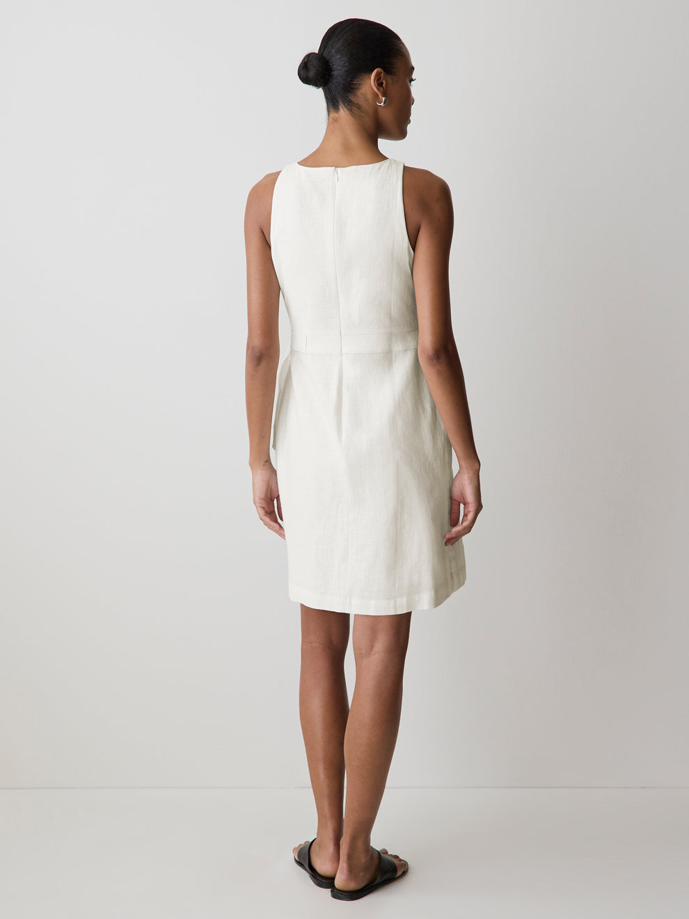 Women’s Sleeveless Boat-Neck Linen-Blend Midi Dress – RW&CO