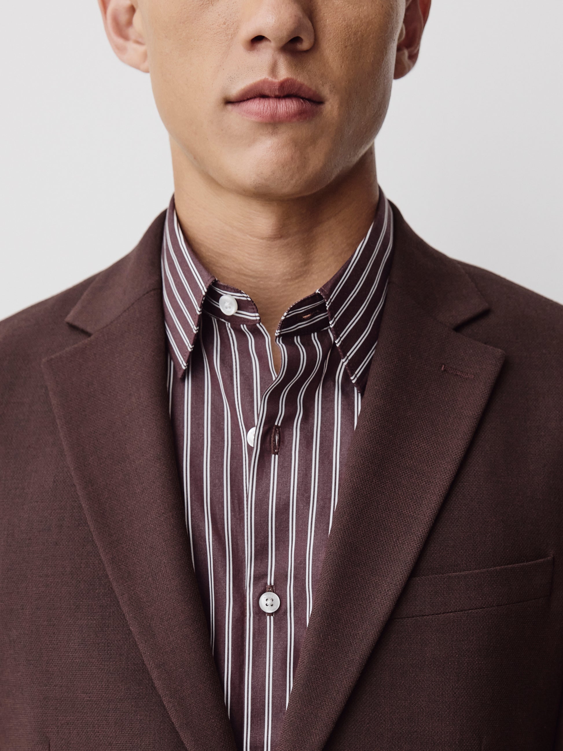 Slim Fit Woven Blazer in Burgundy