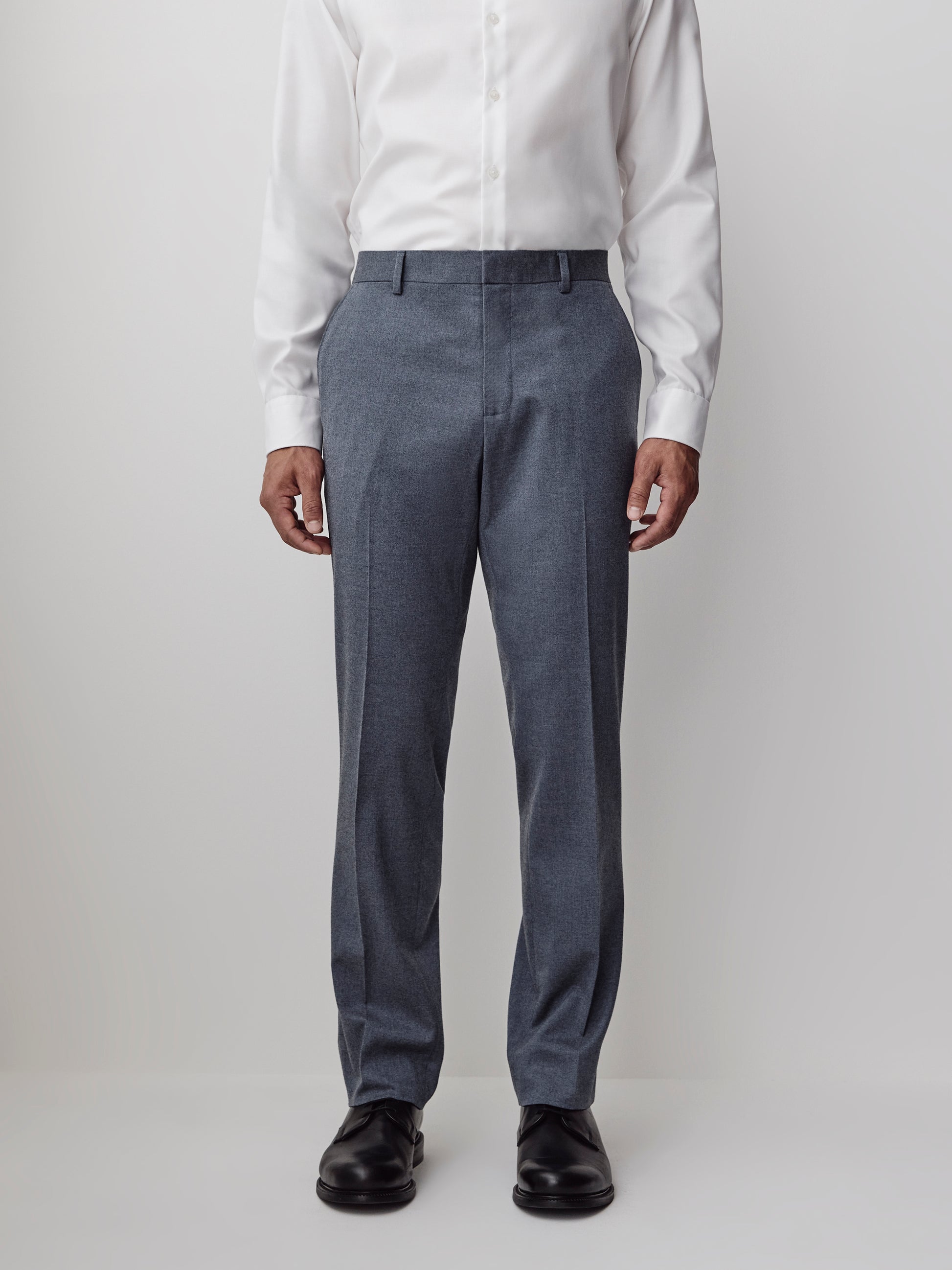 Tailored Brushed Med Blue Woven Pant