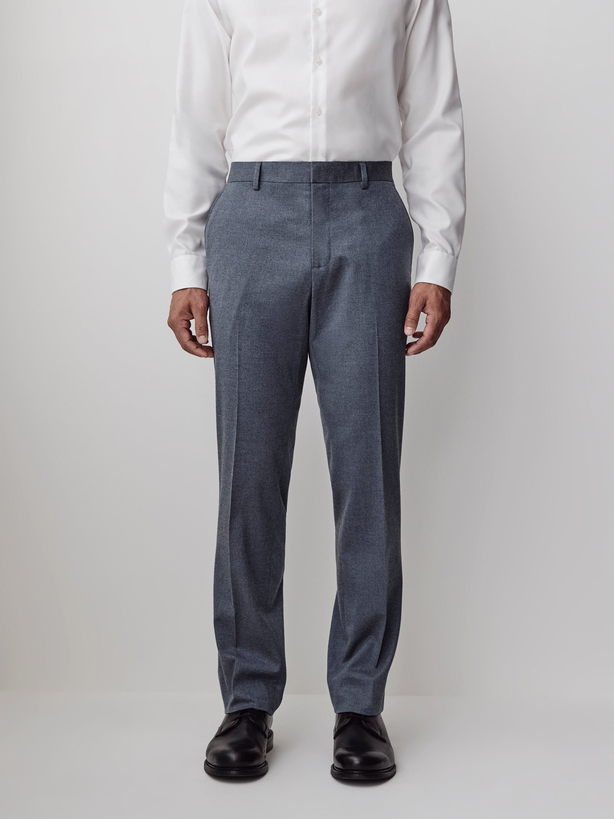 Tailored Brushed Med Blue Woven Pant