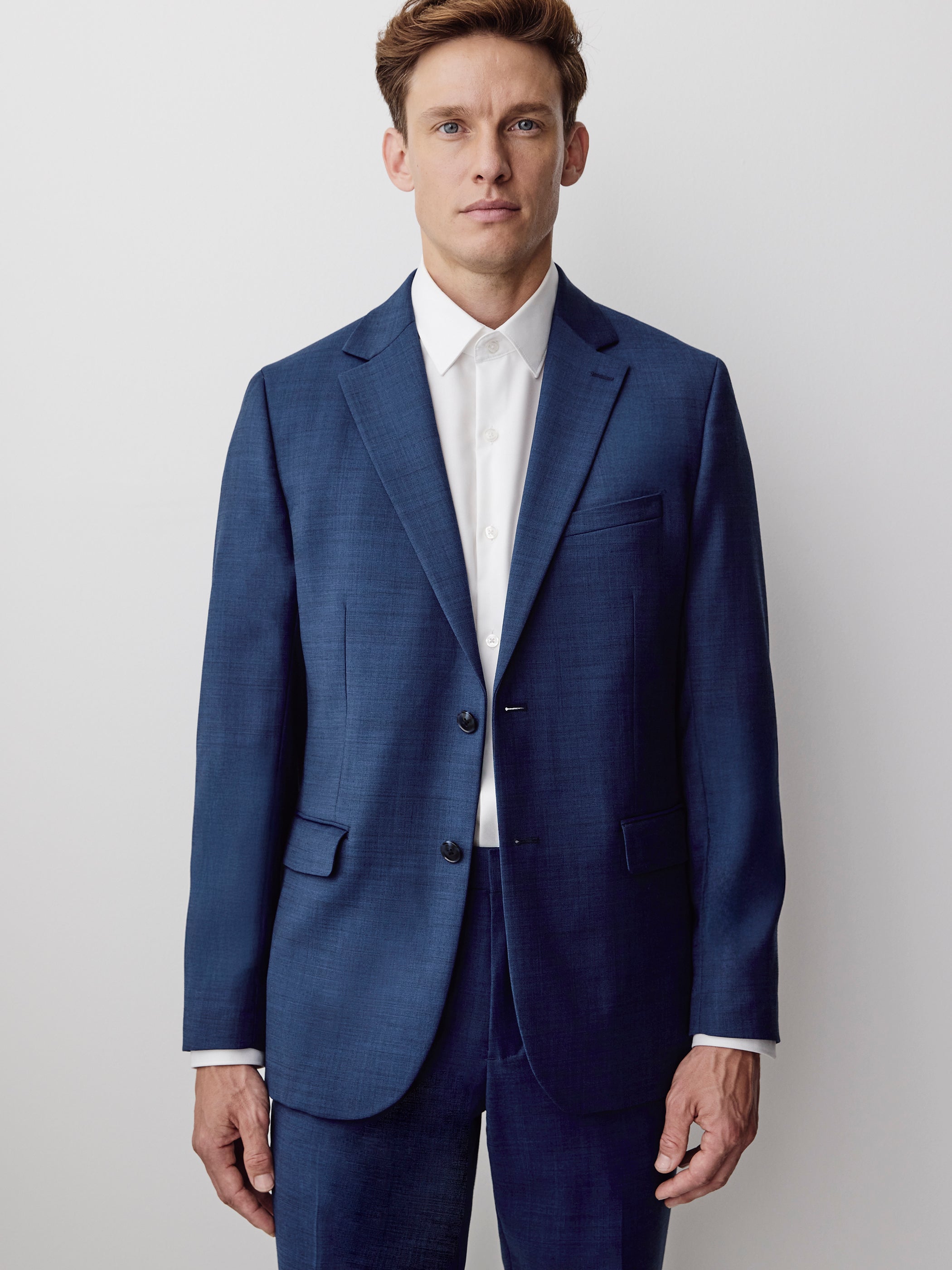 Blue Tailored-Fit Wool Suit Blazer