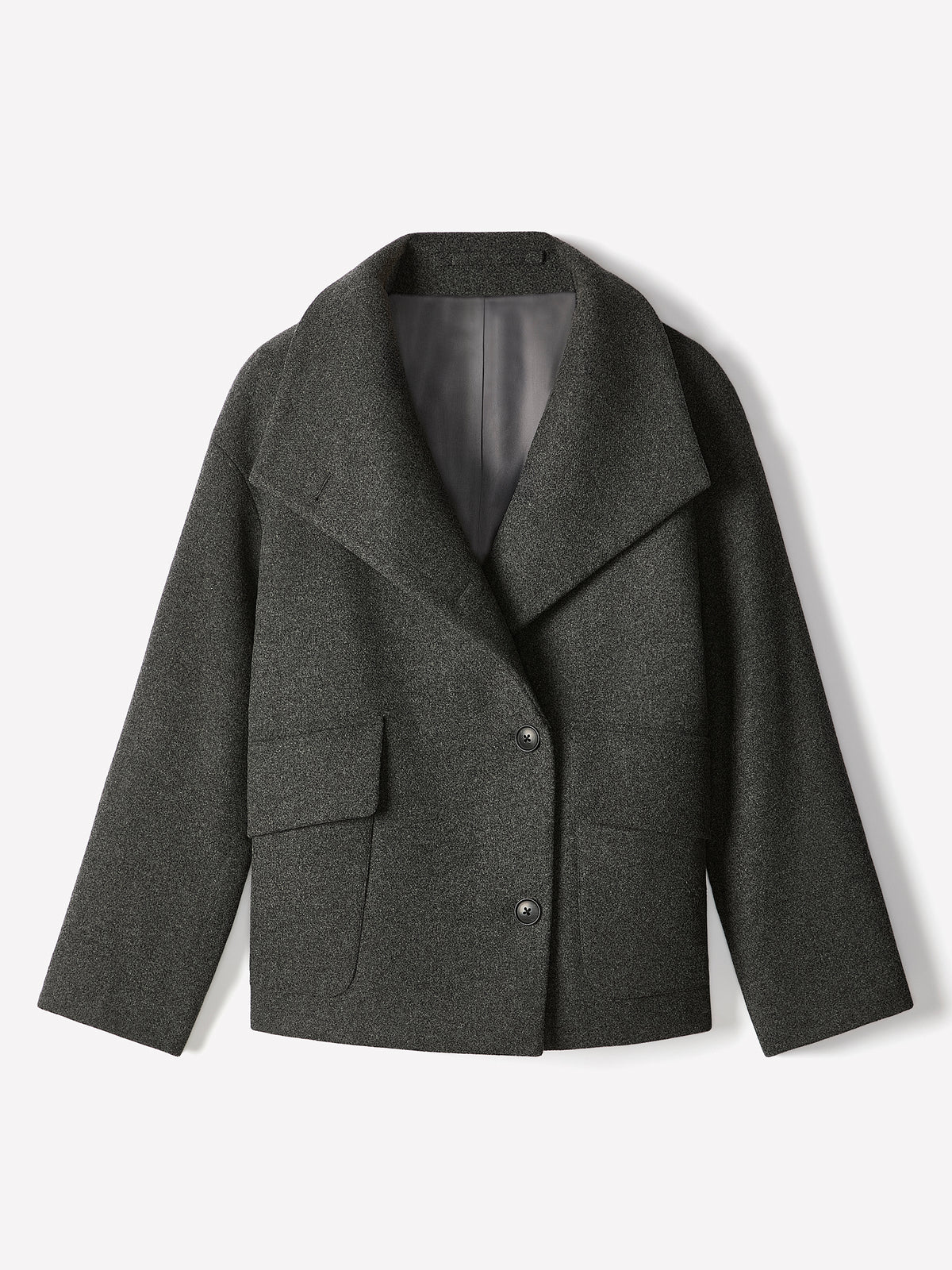 Wool-Blend Funnel-Neck Jacket