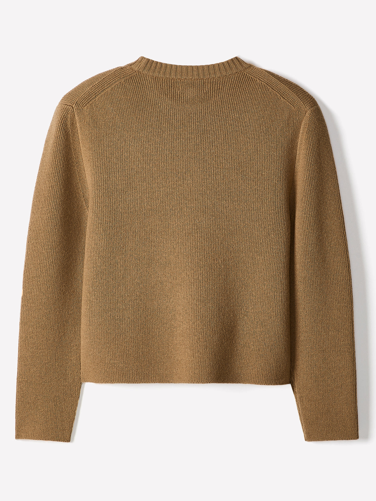 Long-Sleeve Crew-Neck Merino-Wool Sweater with Shoulder Pads