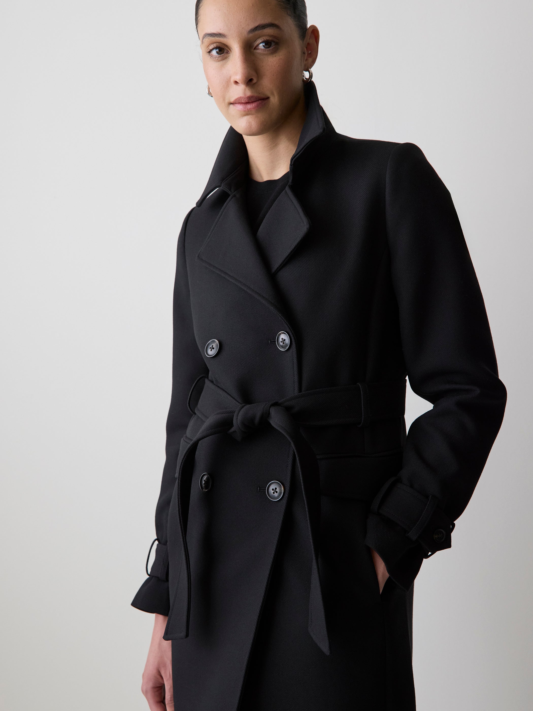 Women's Classic Fit Double-Breasted Twill Trench Coat – RW&CO