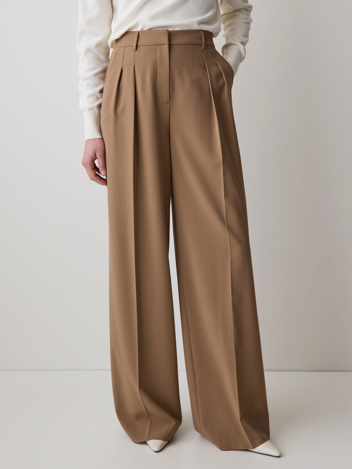 High-Rise Wide-Leg Twill Pant