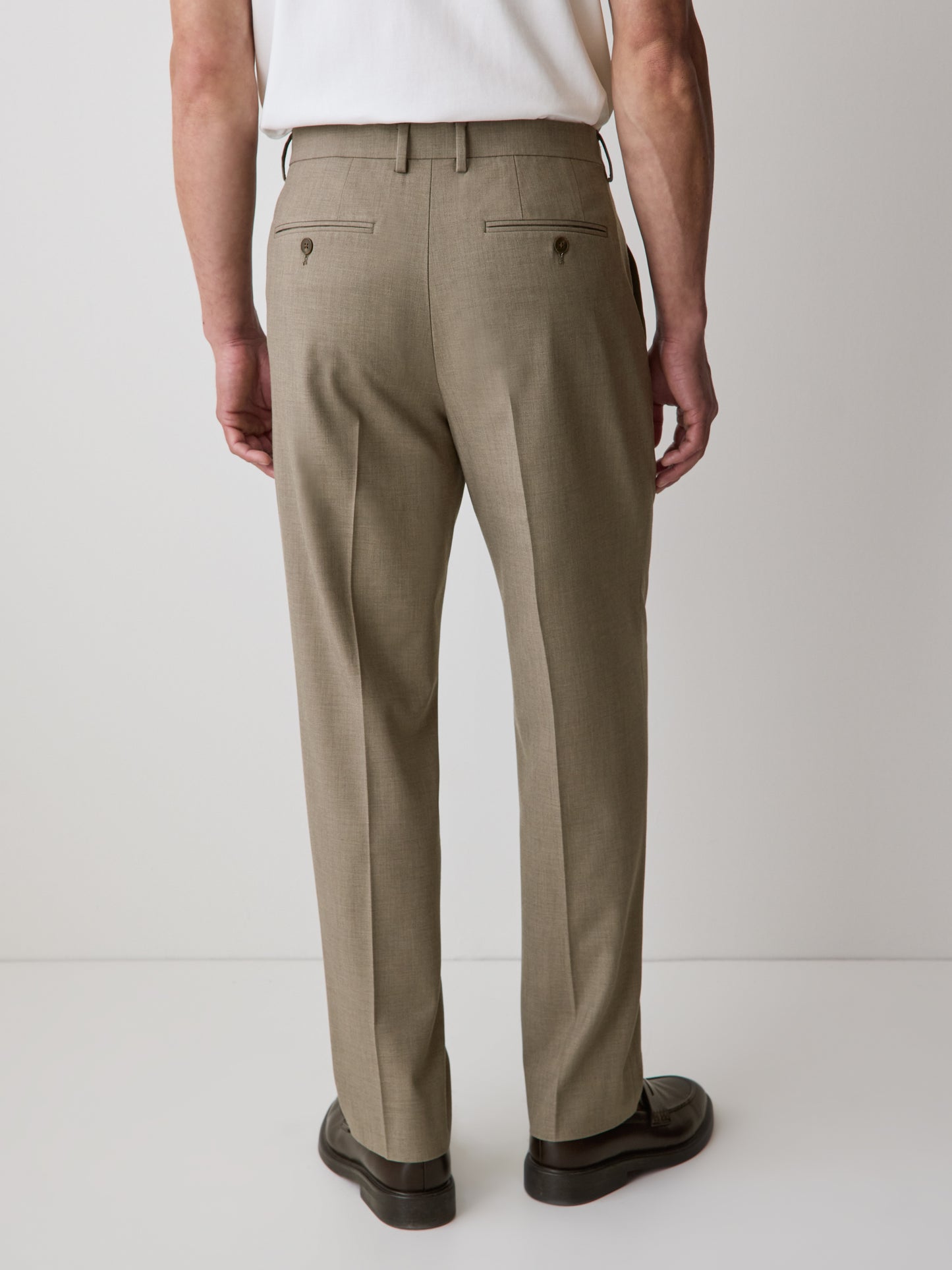 Wool-Blend Tapered-Leg Pleated Dress Pant