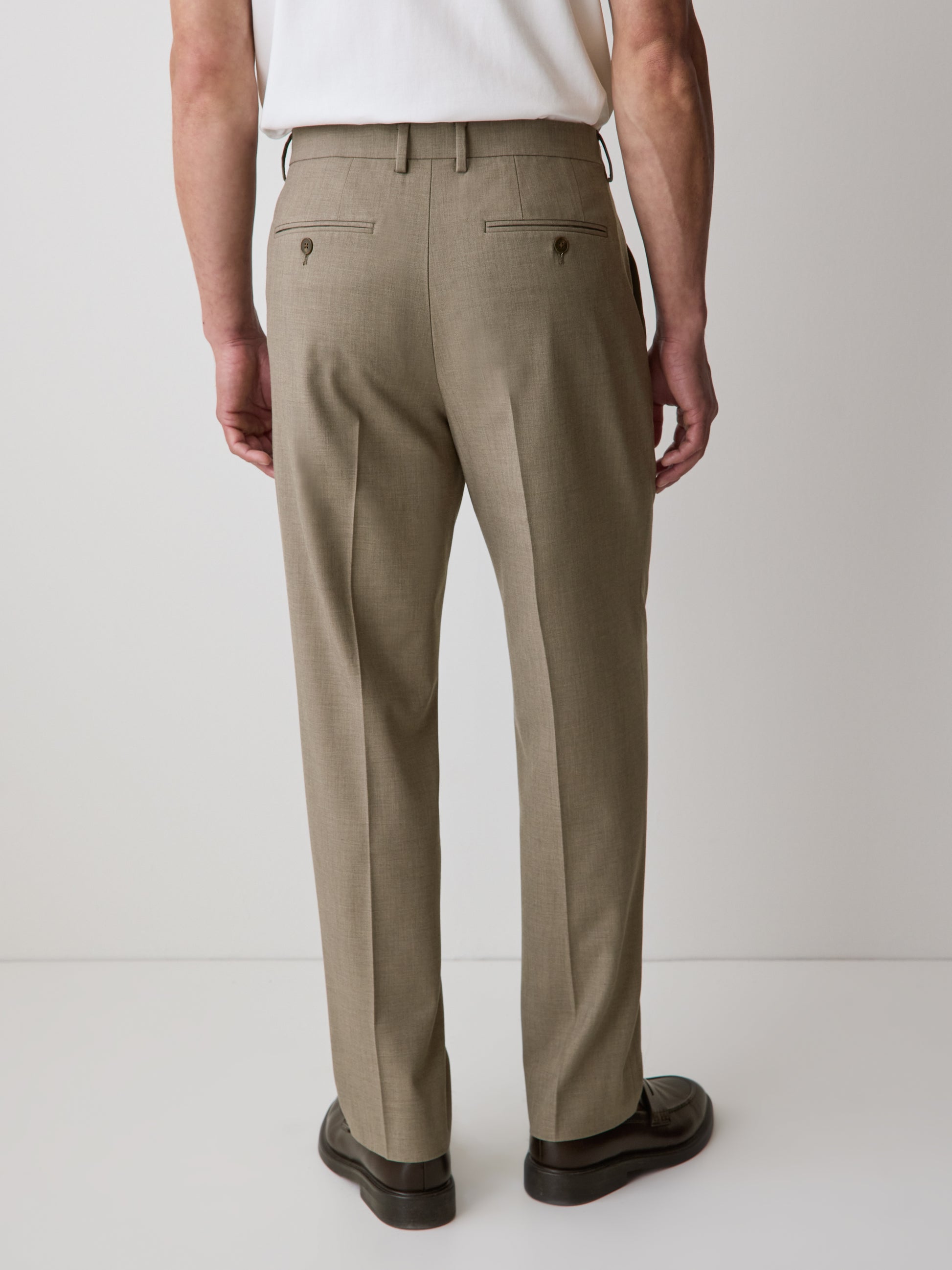 Wool-Blend Tapered-Leg Pleated Dress Pant