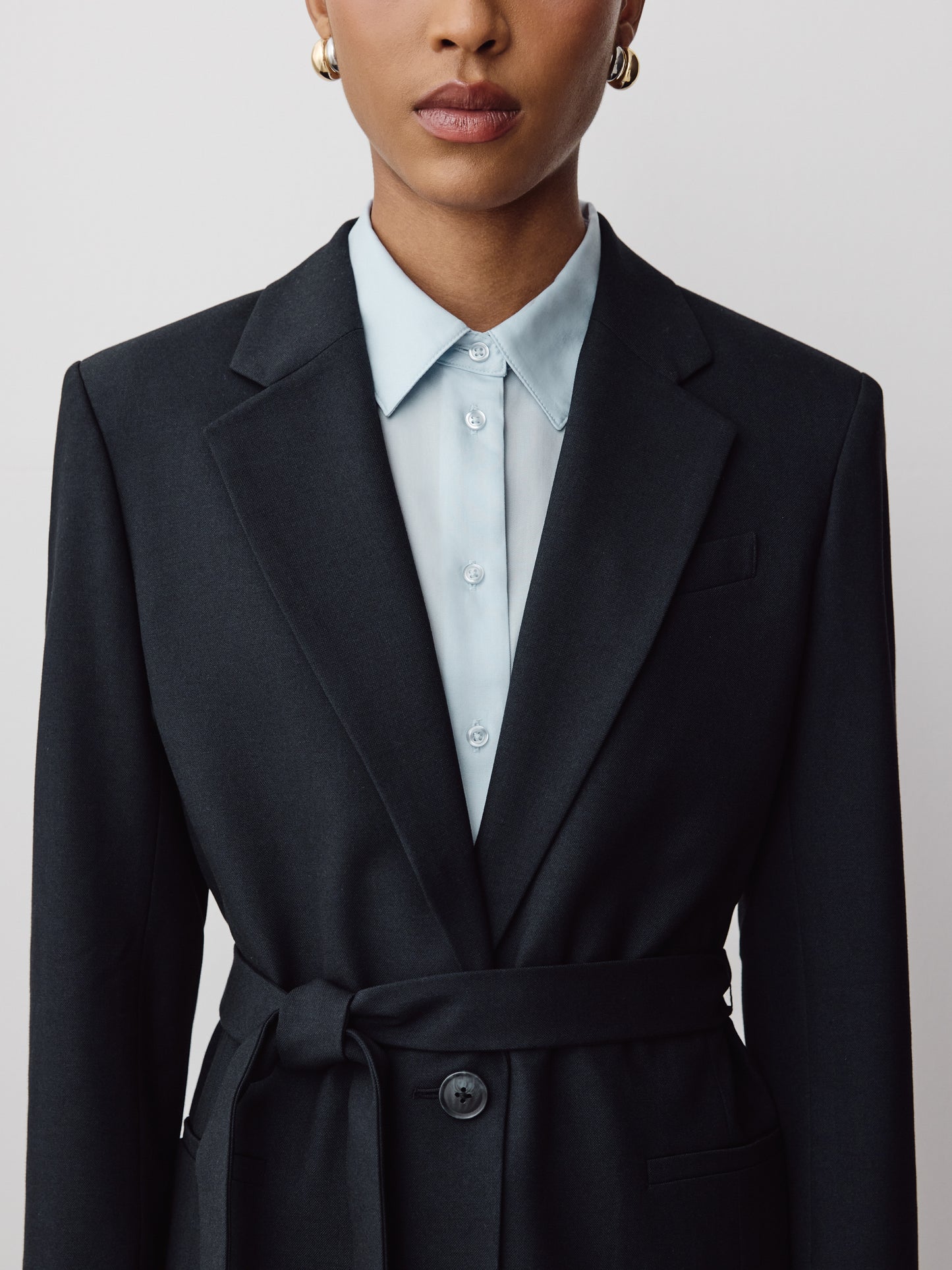 Relaxed-Fit One-Button Blazer with Removable Sash