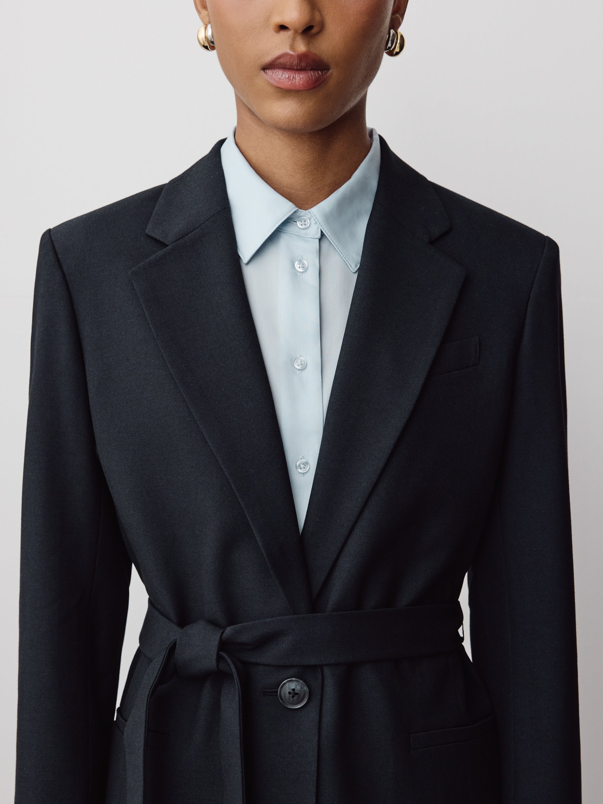 Relaxed-Fit One-Button Blazer with Removable Sash