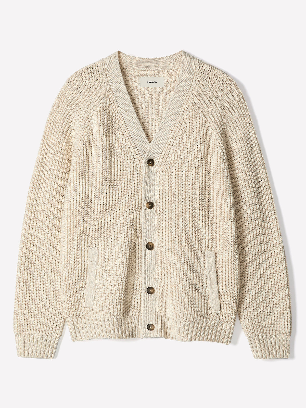 Long-Sleeve V-Neck Cardigan with Neps