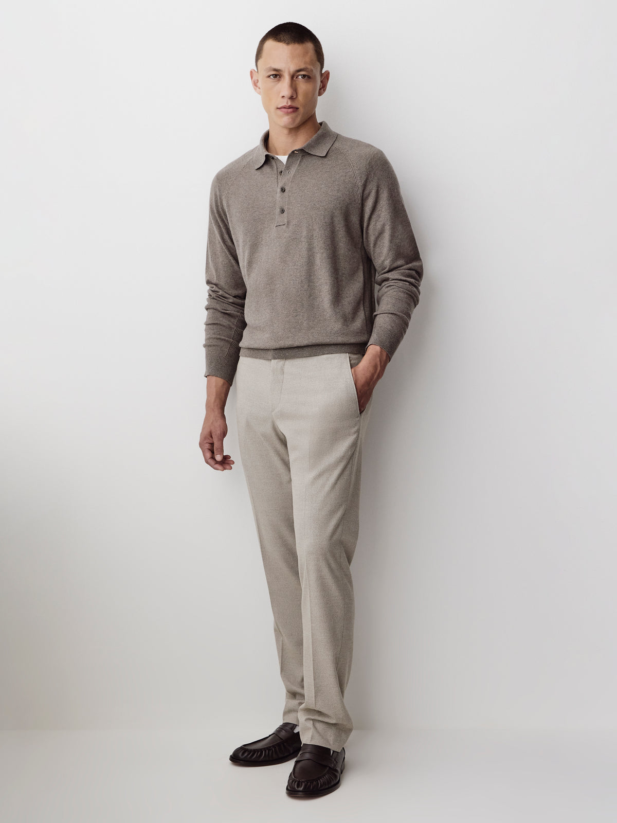 Long-Sleeve Polo Sweater