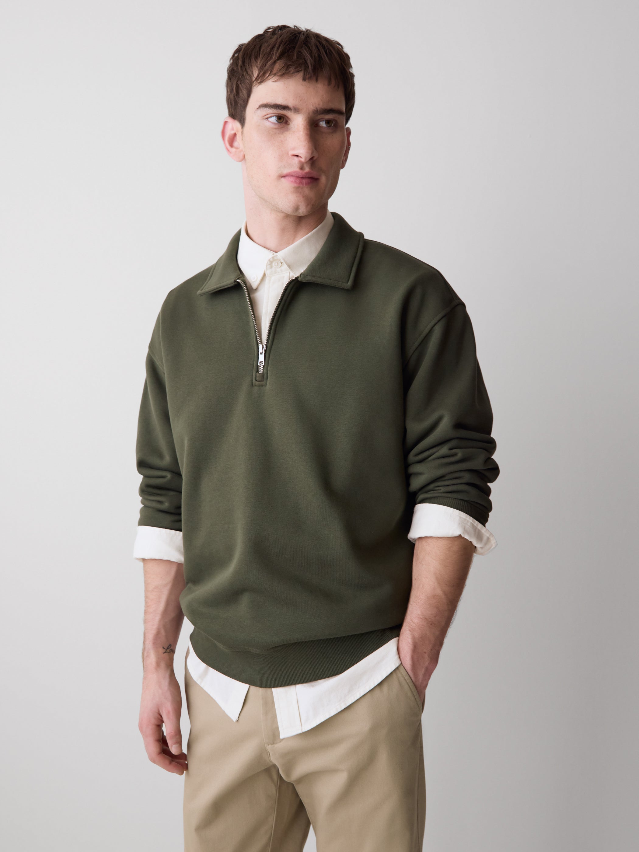 Men's Long-Sleeve Half-Zip French Terry Polo Sweater – RW&CO