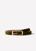 Slim Suede Belt with Square Buckle