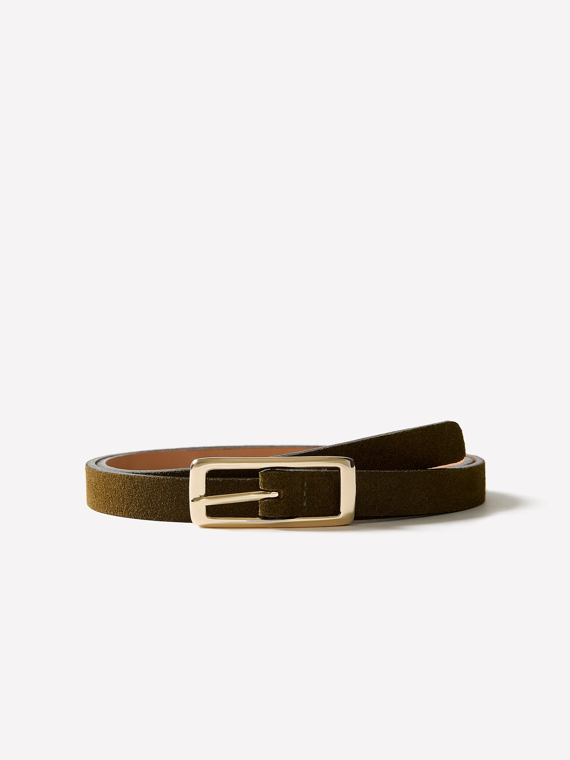 Slim Suede Belt with Square Buckle