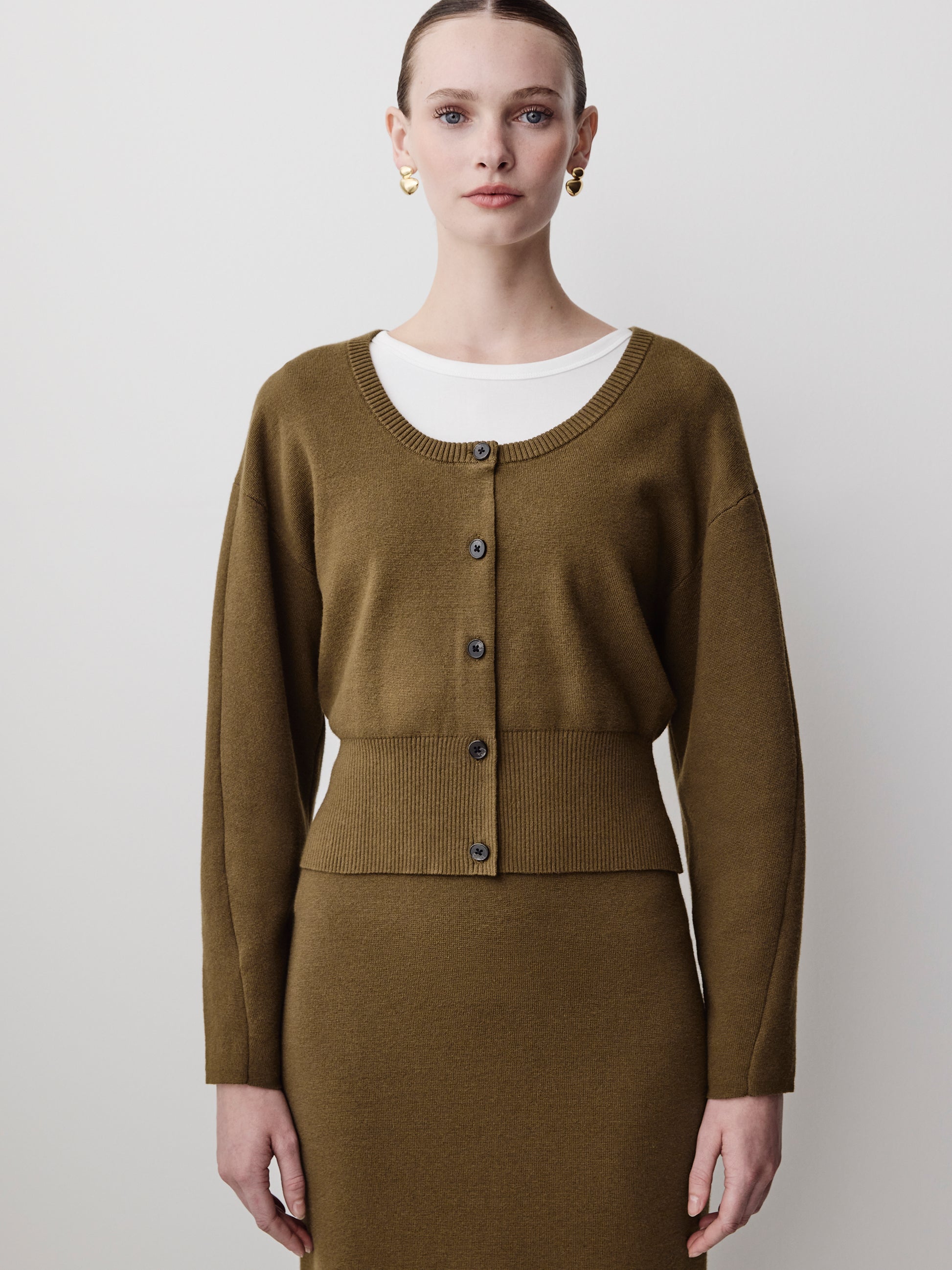 Ladies Knit Cardigan Cotton Nylon Tencel Blend