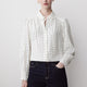 Silky Crepe Long-Sleeve Buttoned-Down Blouse