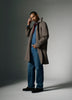 Classic Herringbone Mackintosh Coat with Shirt Collar